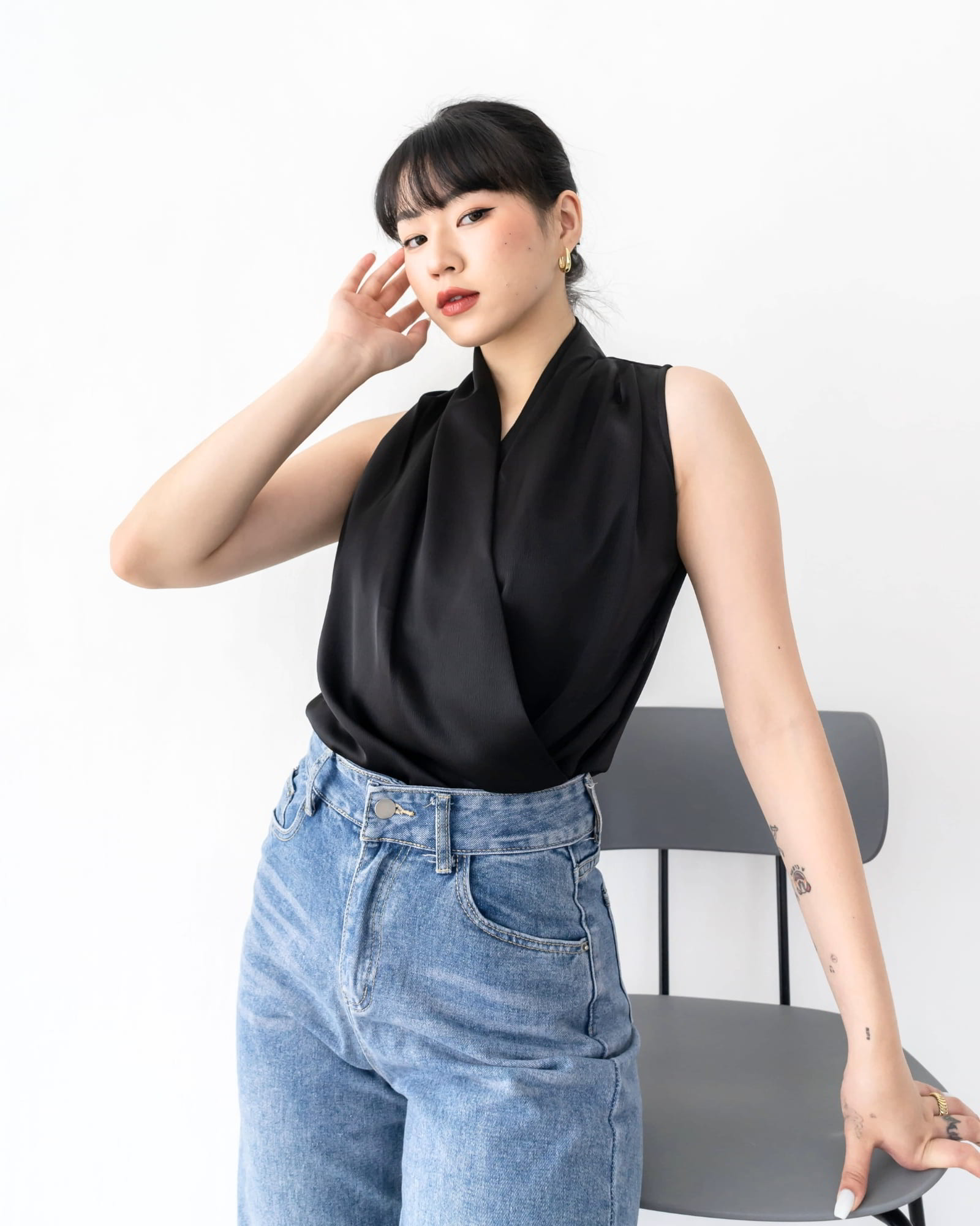 Ms Daisy Jade Satin Wrap Top