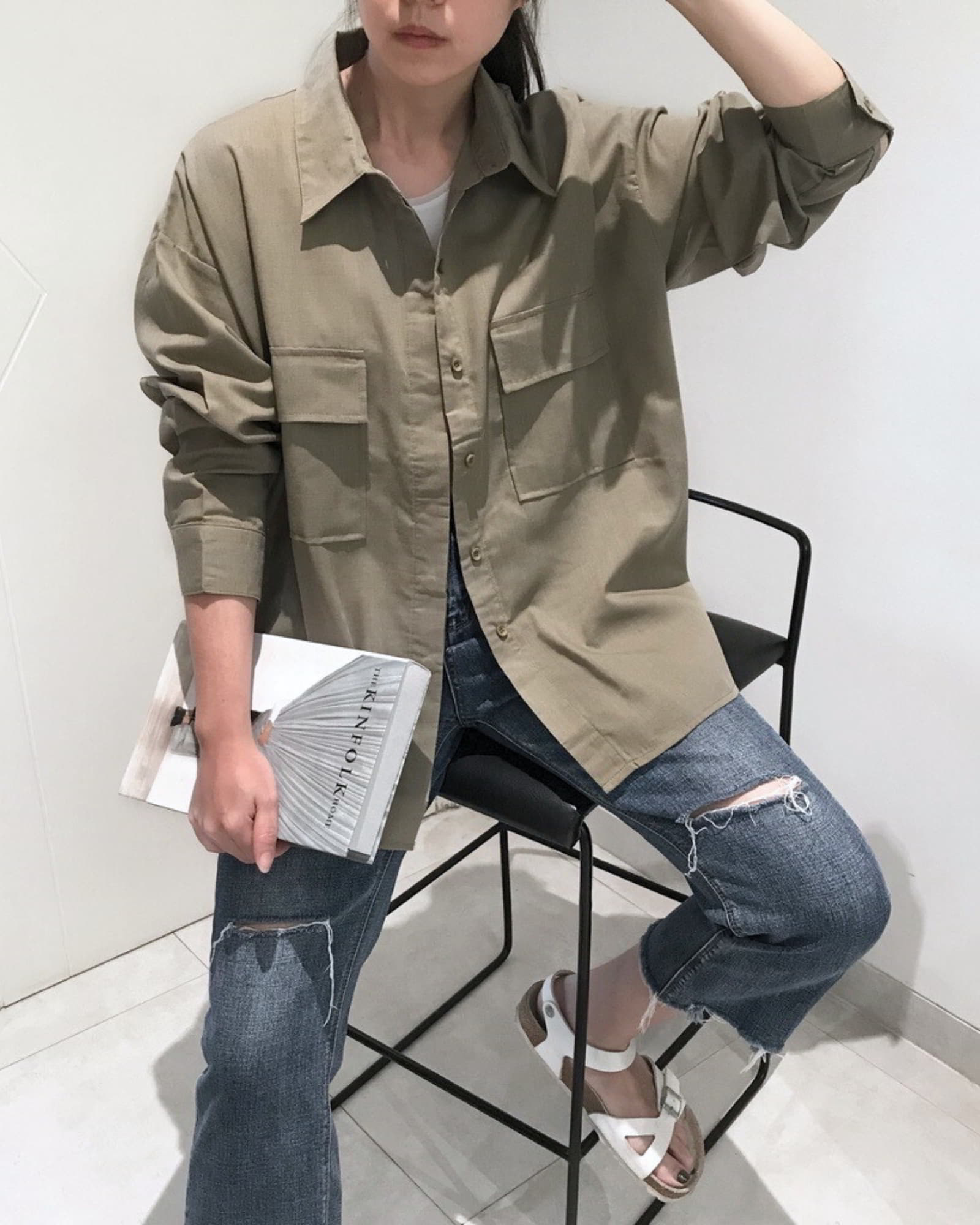 Ms Daisy Ava Oversized Safari Shirt Blouse Kemeja Set Oversize