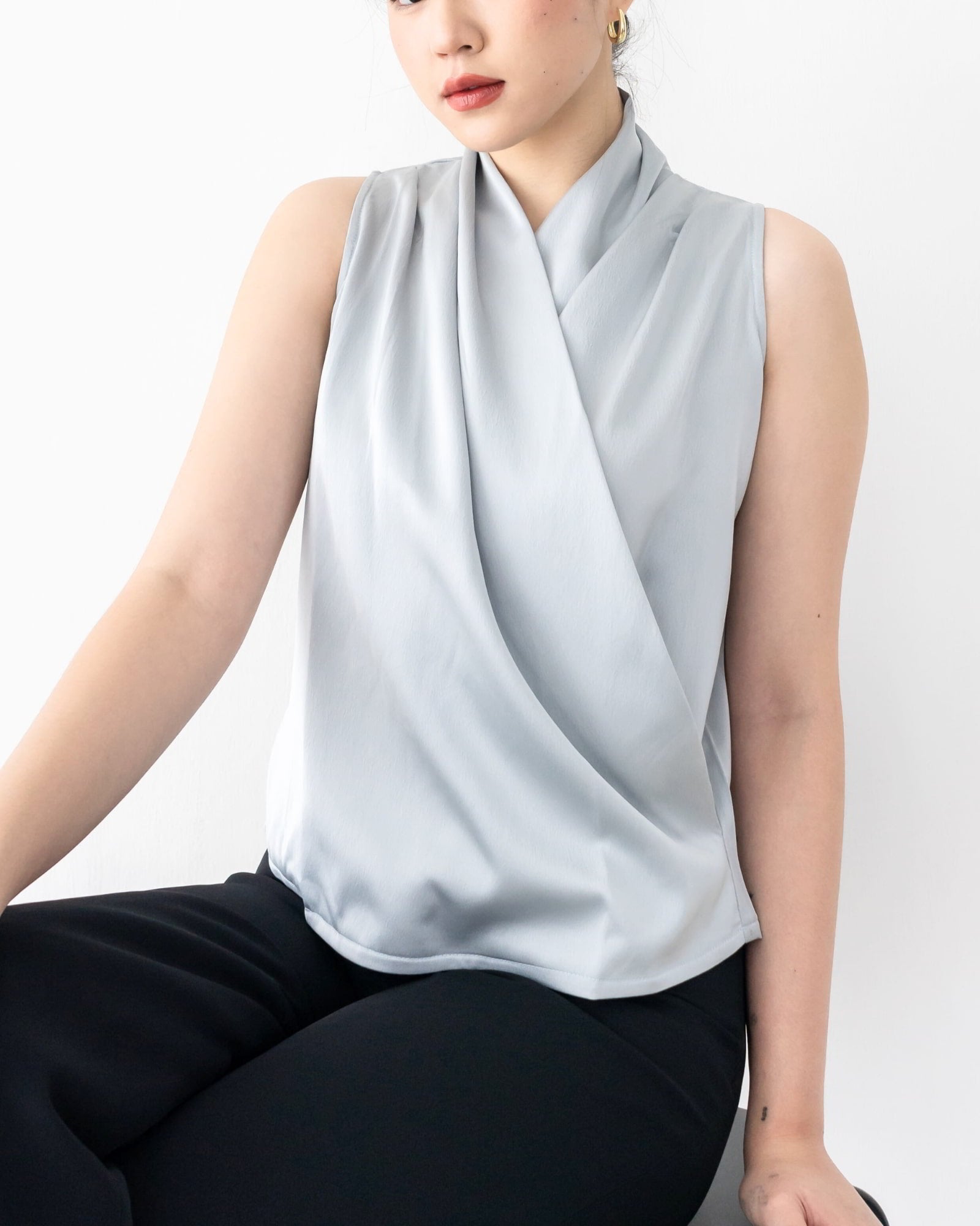 Ms Daisy Jade Satin Wrap Top