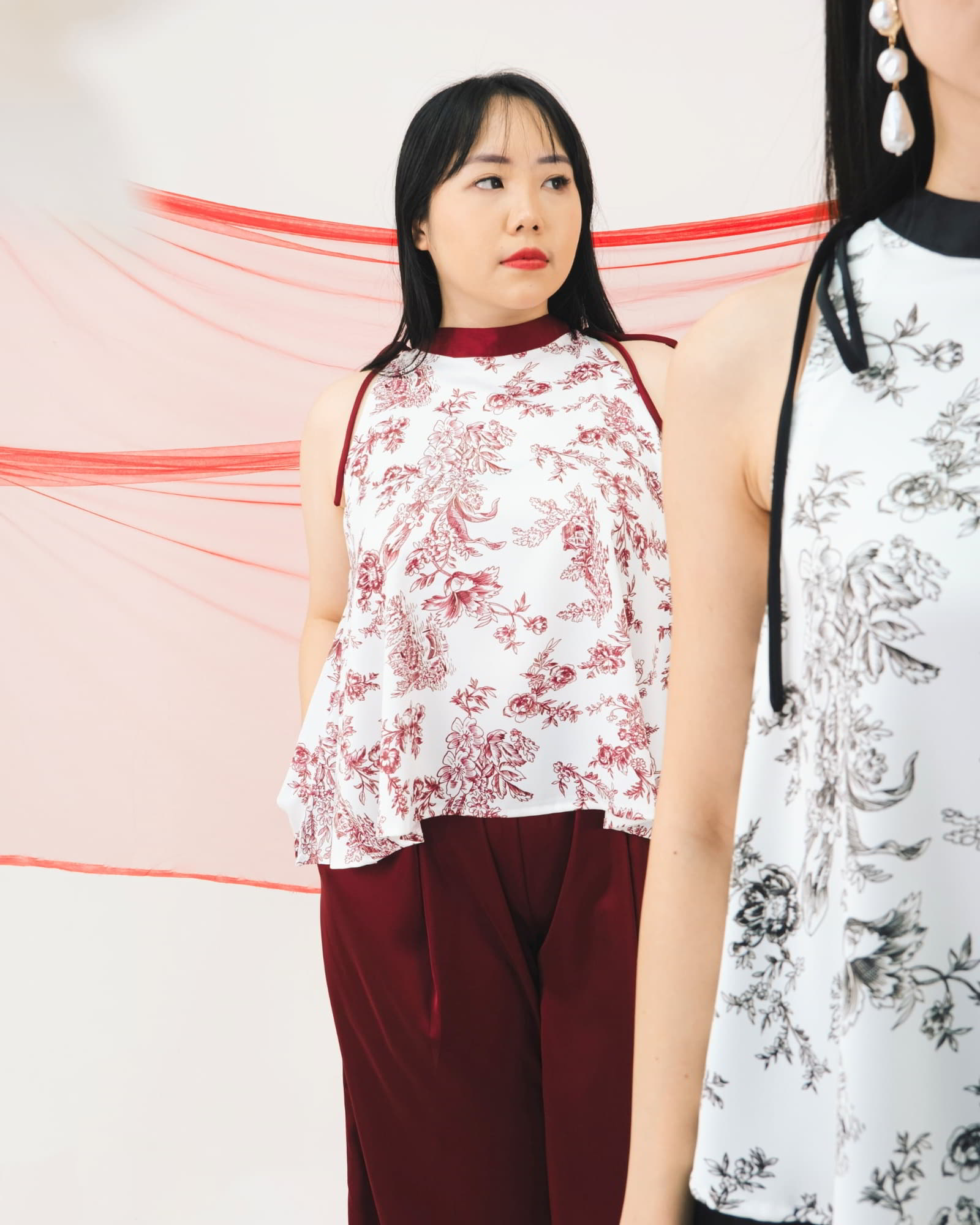 Ms Daisy Fortune Printed Satin Silk Top and Culotte Set