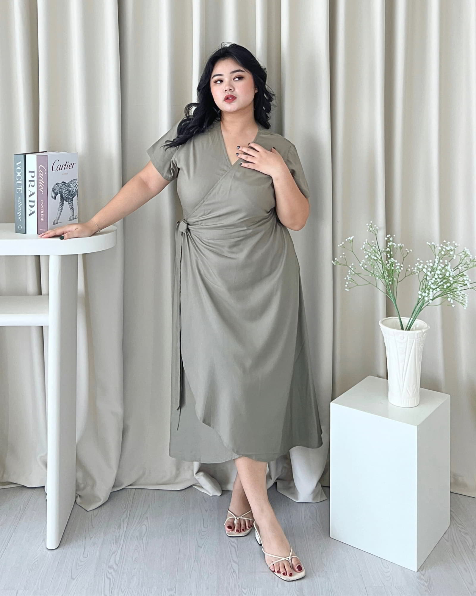 Ms Daisy River overlap maxi dress with adjustable tie