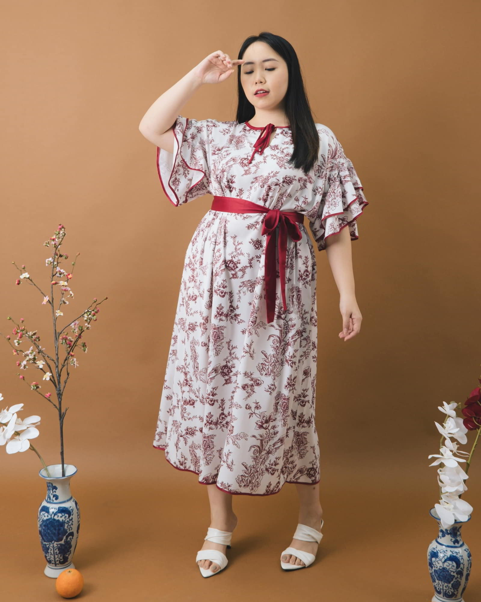Ms Daisy Lucky Flutter Sleeve Dress with Belt