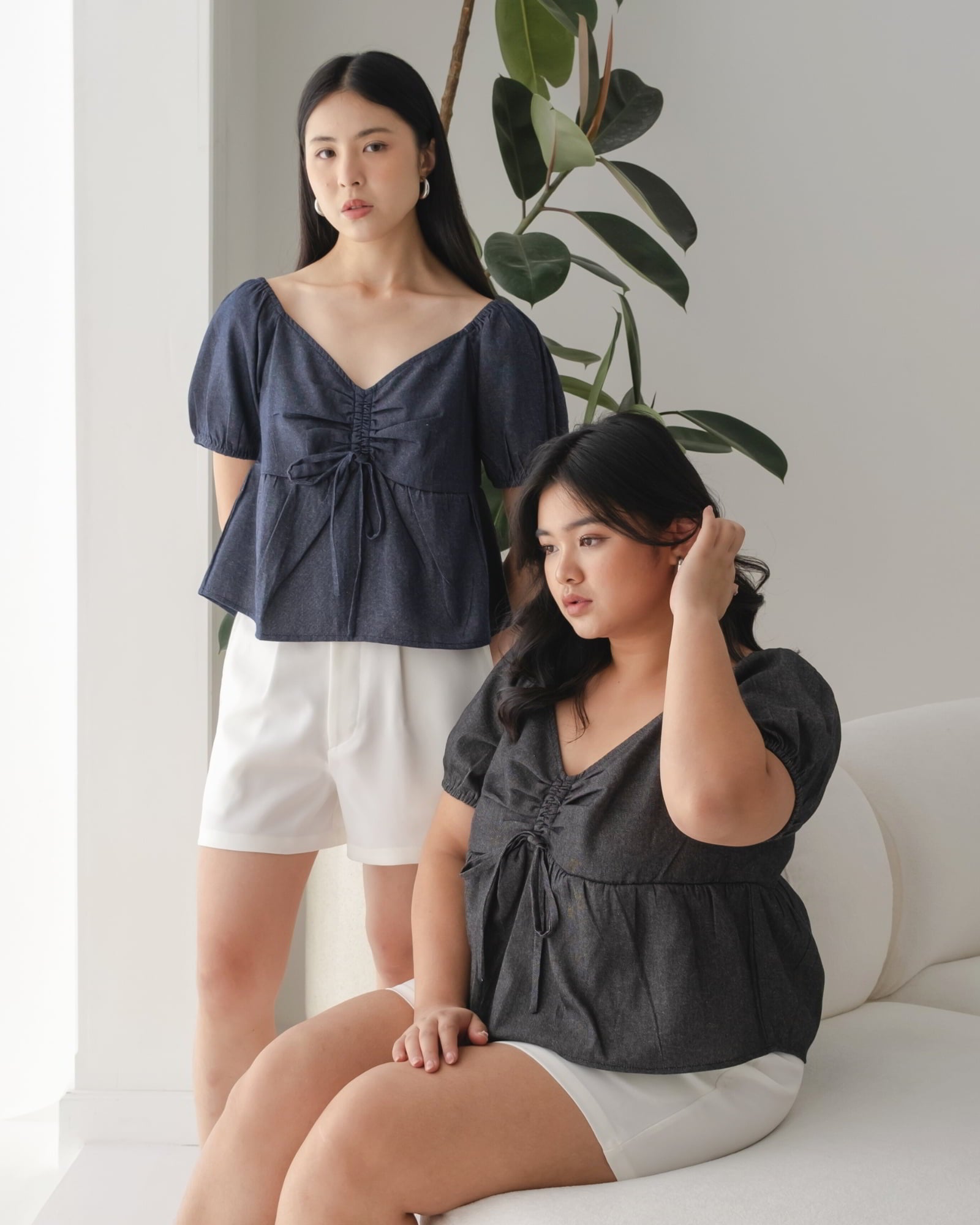 Ms Daisy Hazel Denim Ruched Top