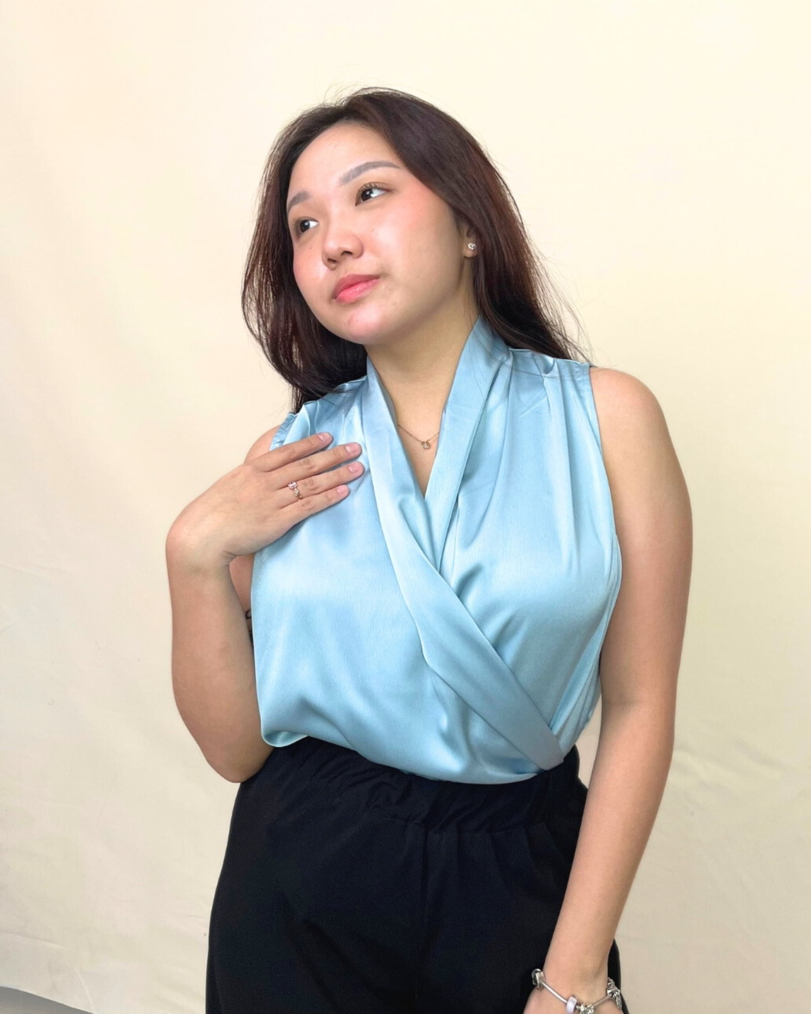 Ms Daisy Jade Satin Wrap Top