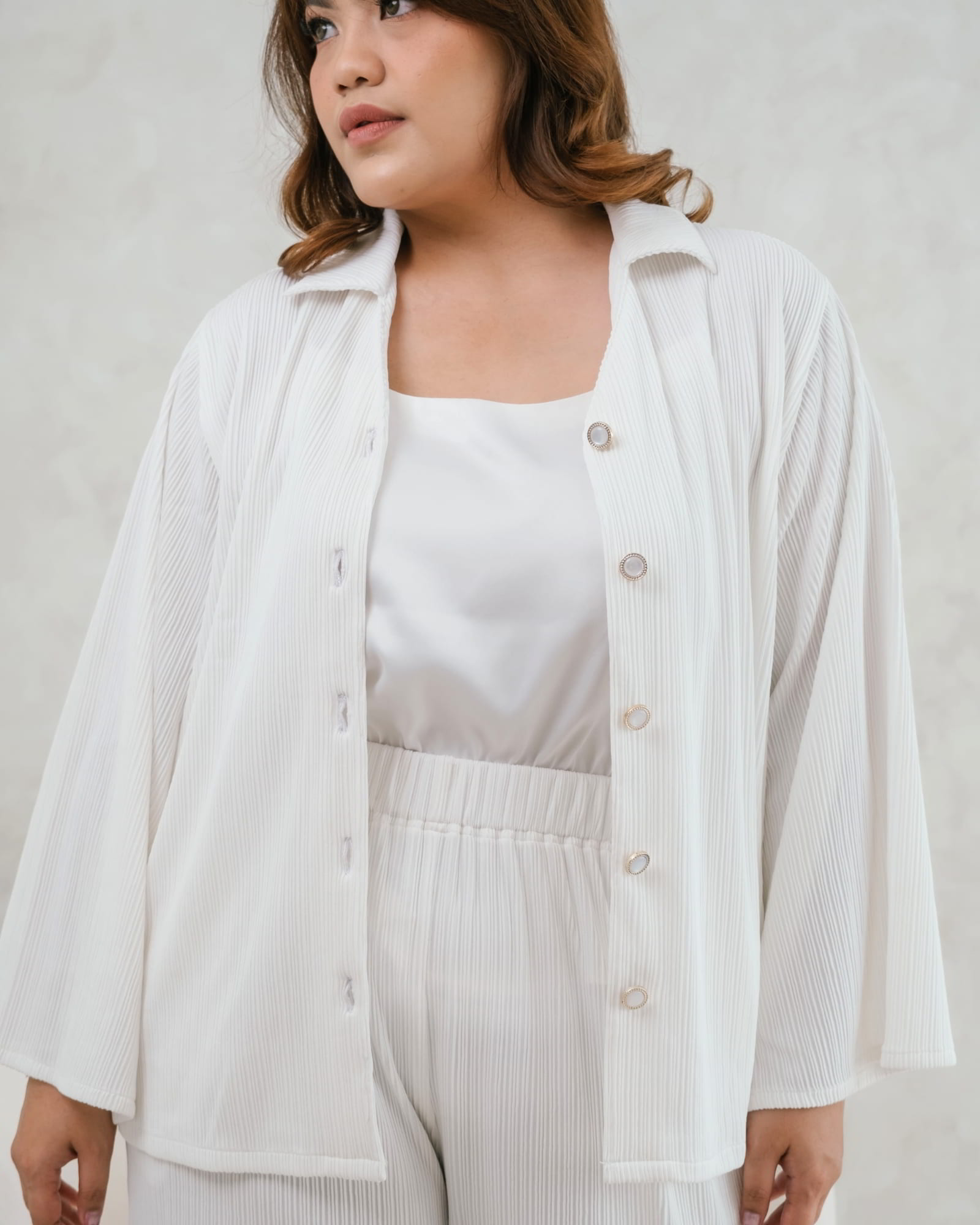 Ms Daisy Maya Pleats Knit Set Shirt with Cullotes Set