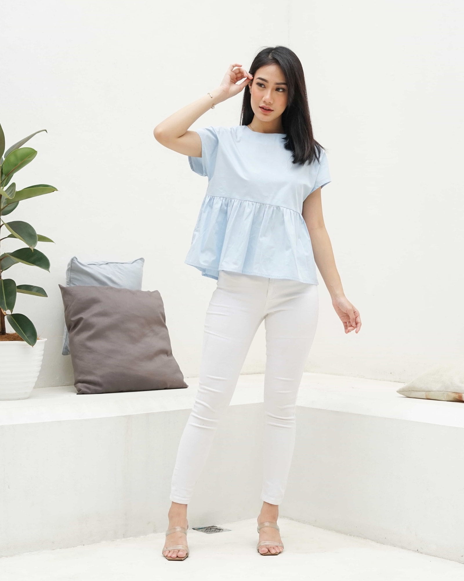 Ms Daisy Ivy Ribbon Top Baju Atasan Wanita Kasual Lengan Pendek