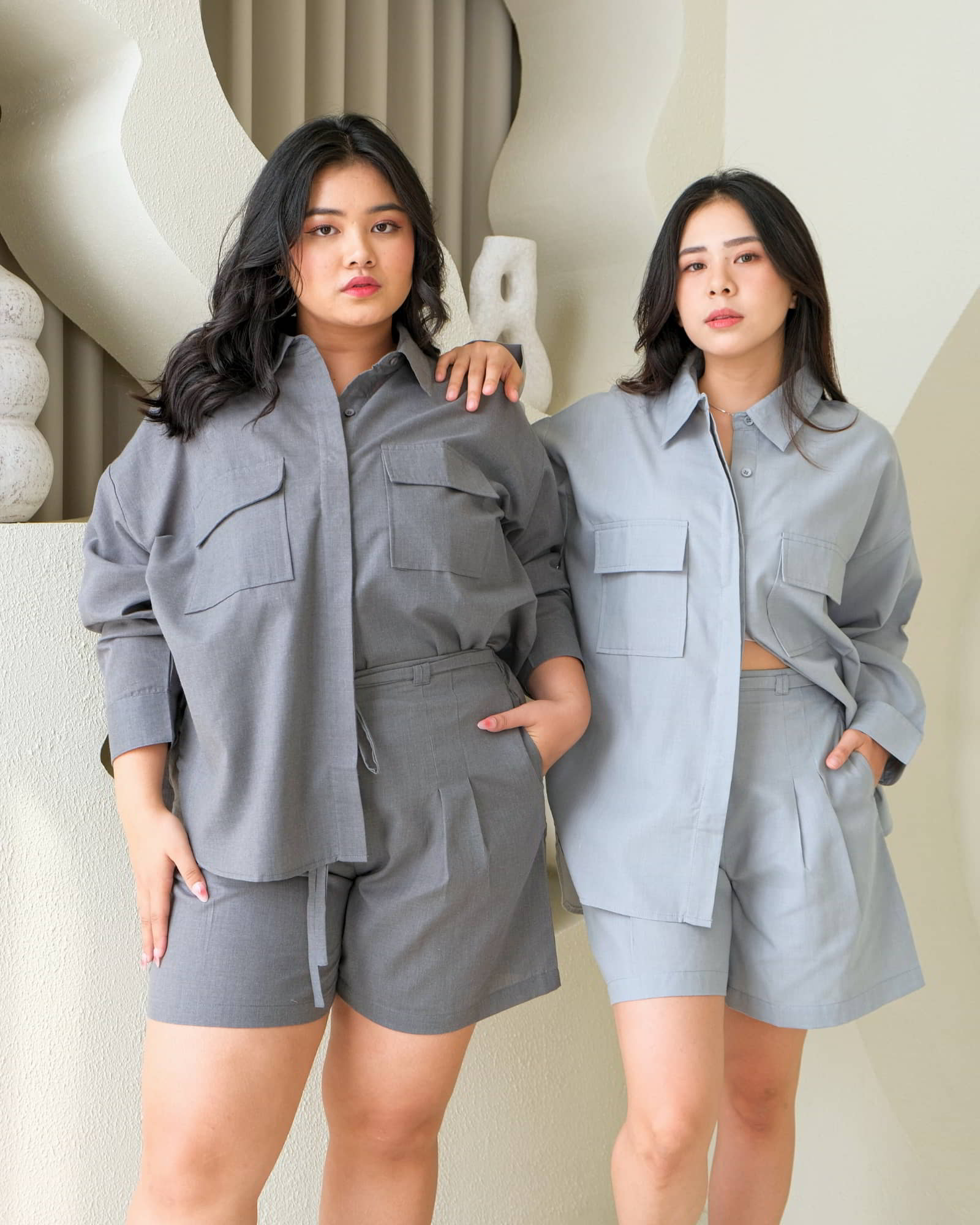 Ms Daisy Ava Oversized Safari Shirt Blouse Kemeja Set Oversize
