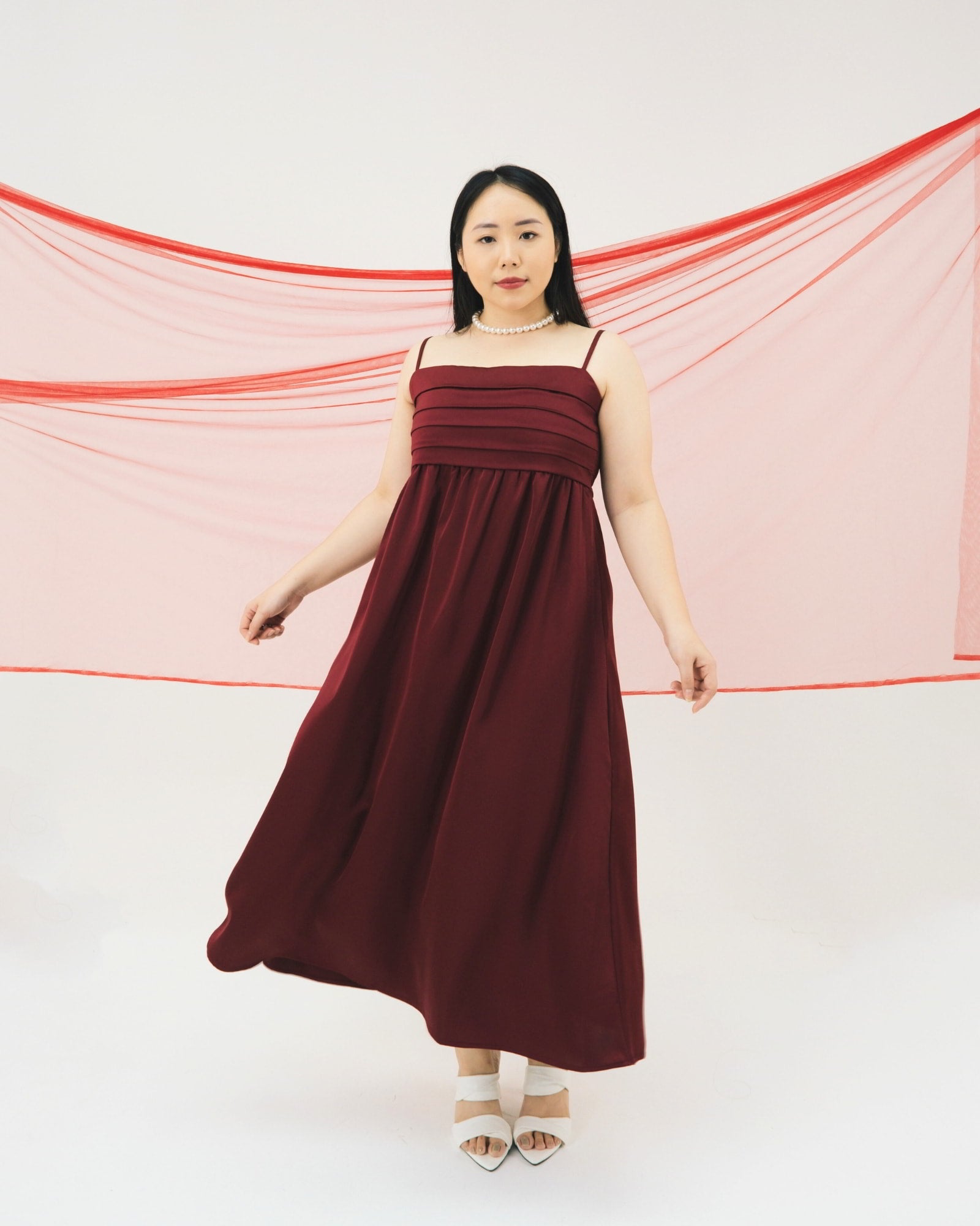 Ms Daisy Polina Pleated Satin Silk Dress