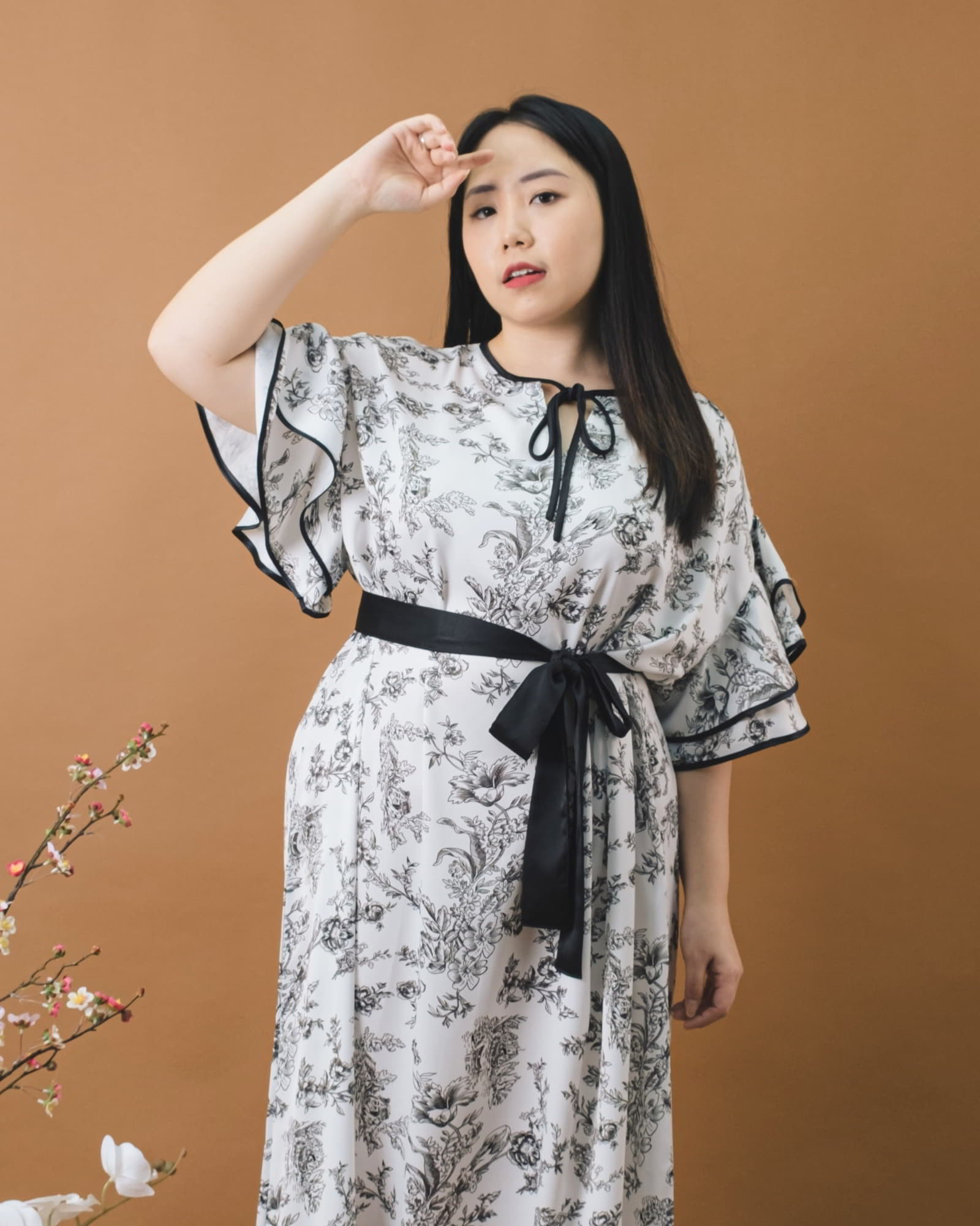 Ms Daisy Lucky Flutter Sleeve Dress with Belt