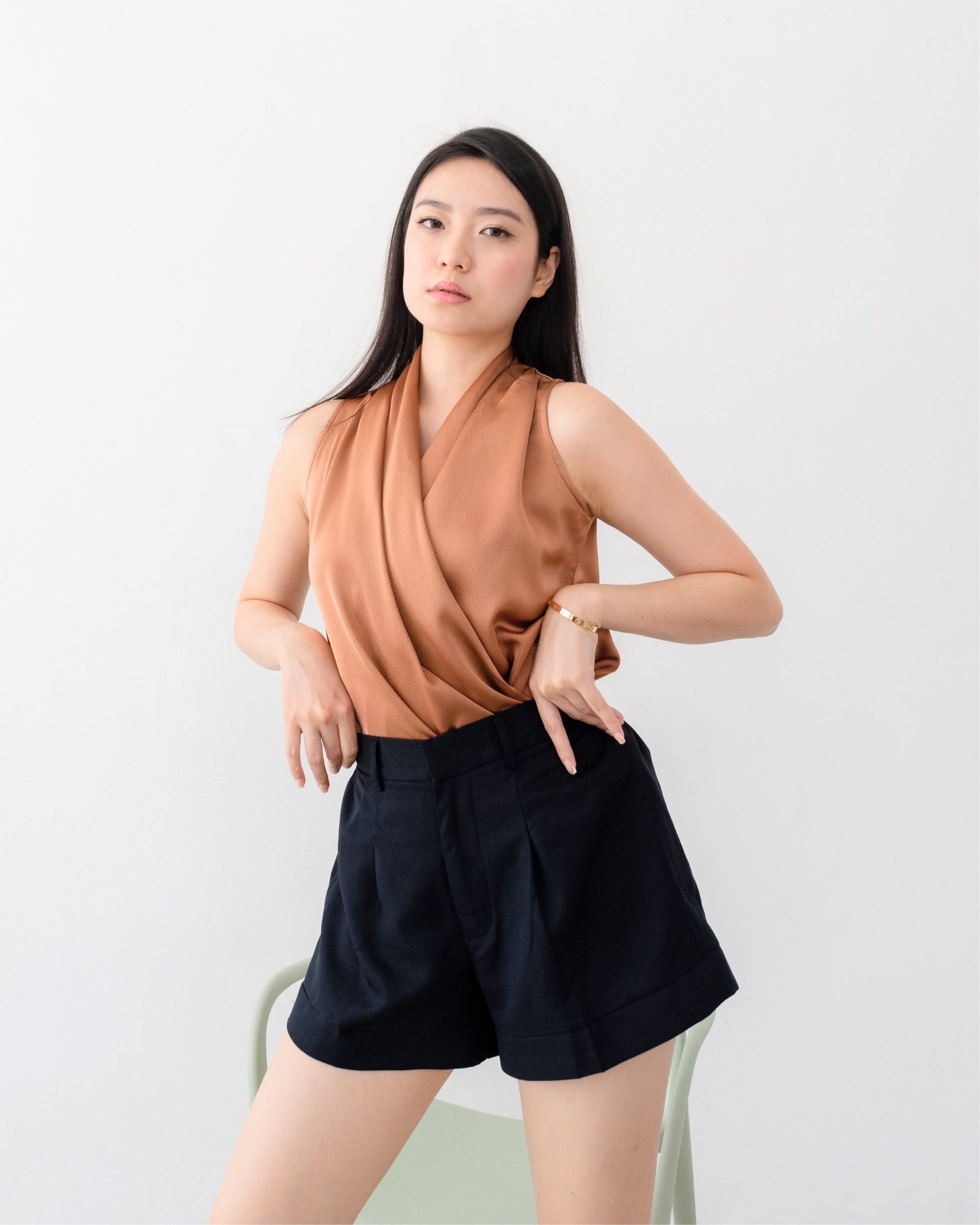 Ms Daisy Jade Satin Wrap Top