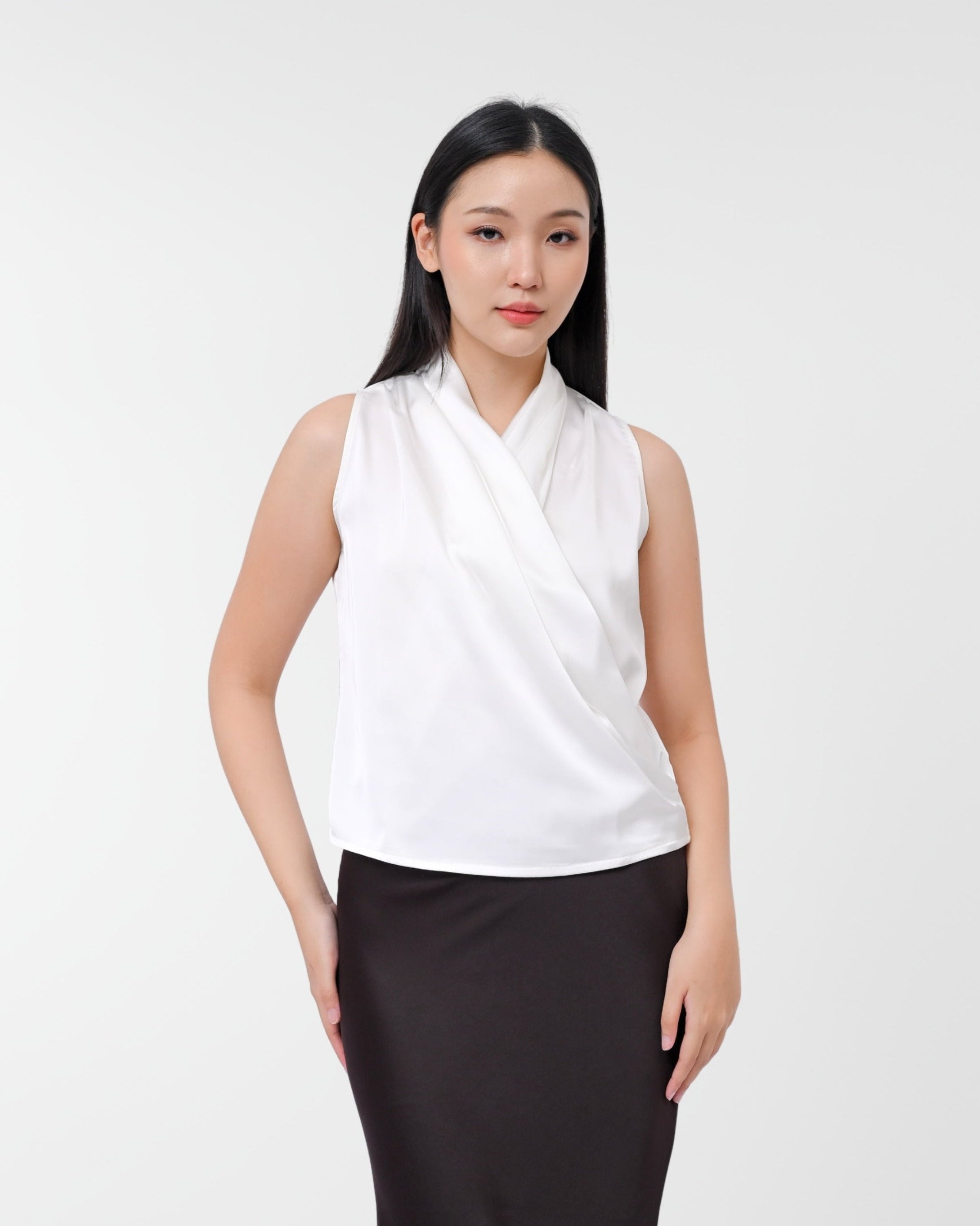 Ms Daisy Jade Satin Wrap Top
