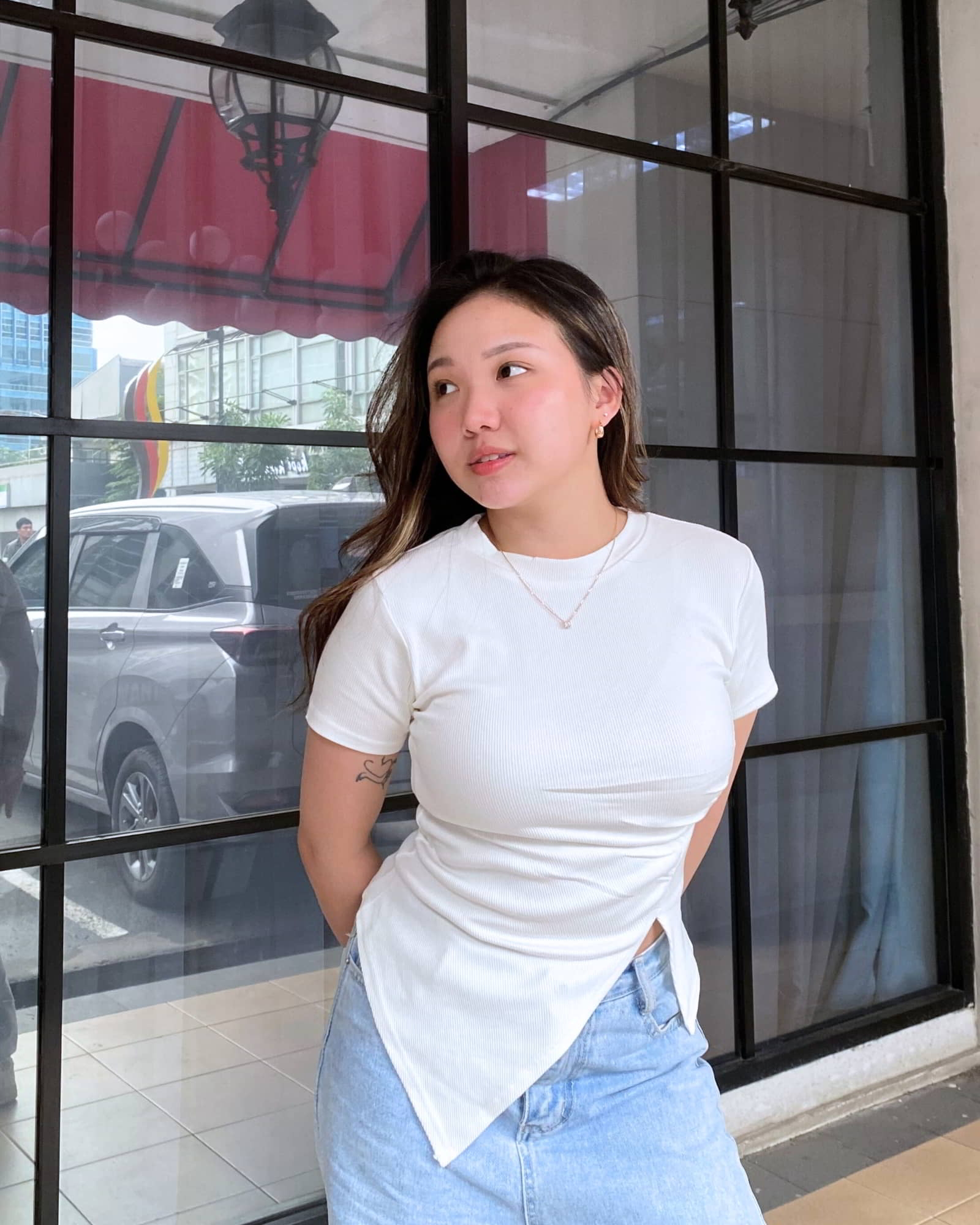 Ms Daisy Summer Rib Asymmetrical T-Shirt