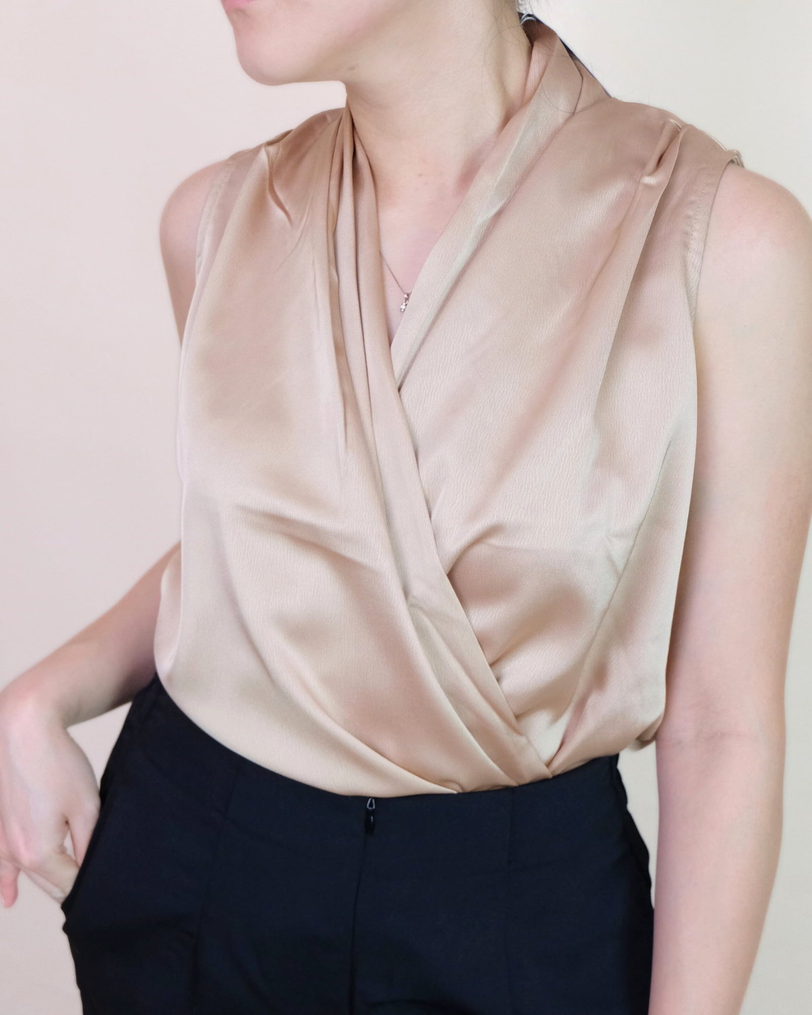 Ms Daisy Jade Satin Wrap Top