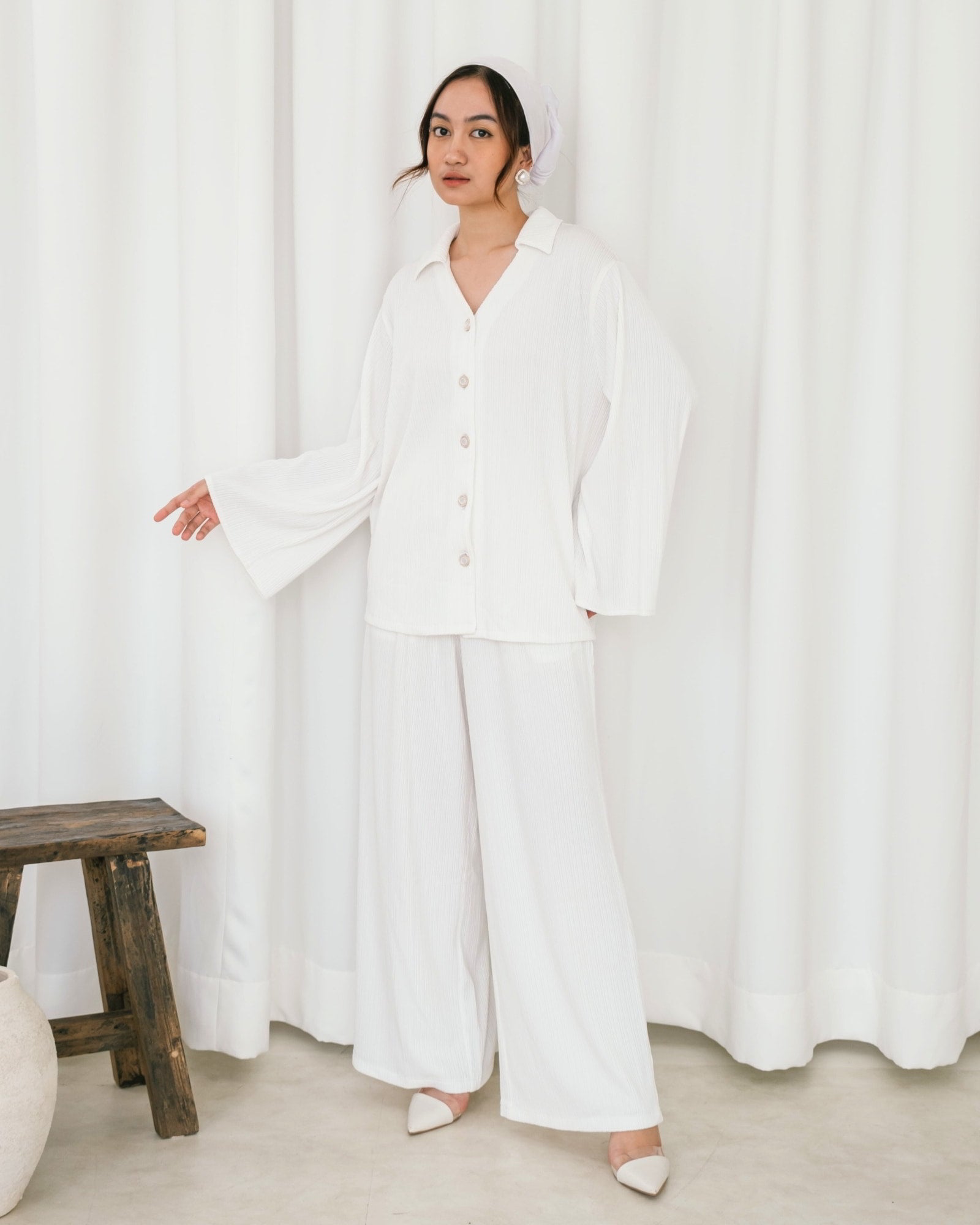 Ms Daisy Maya Pleats Knit Set Shirt with Cullotes Set