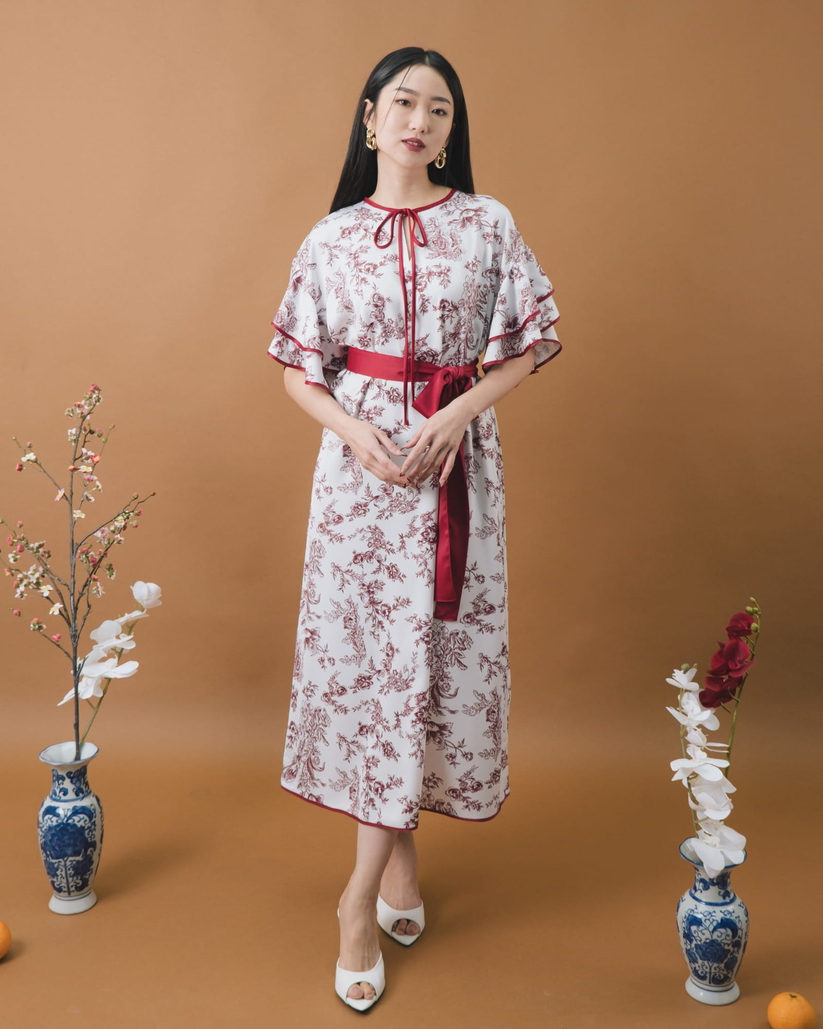 Ms Daisy Lucky Flutter Sleeve Dress with Belt