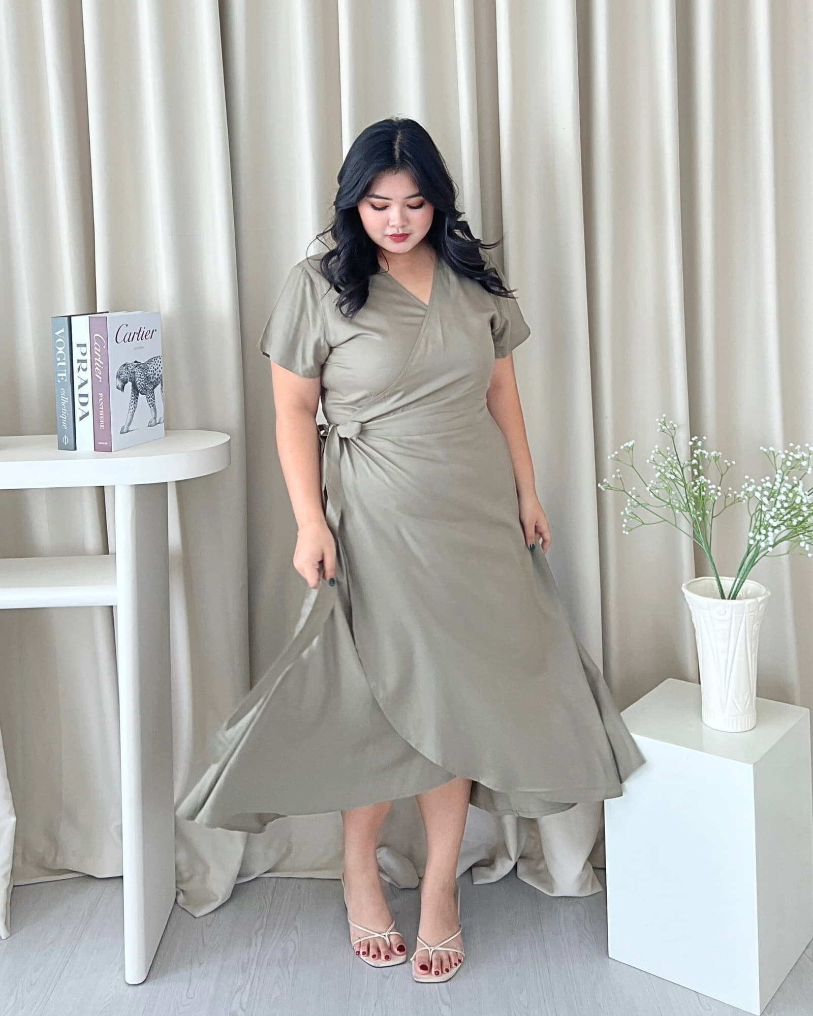 Ms Daisy River overlap maxi dress with adjustable tie