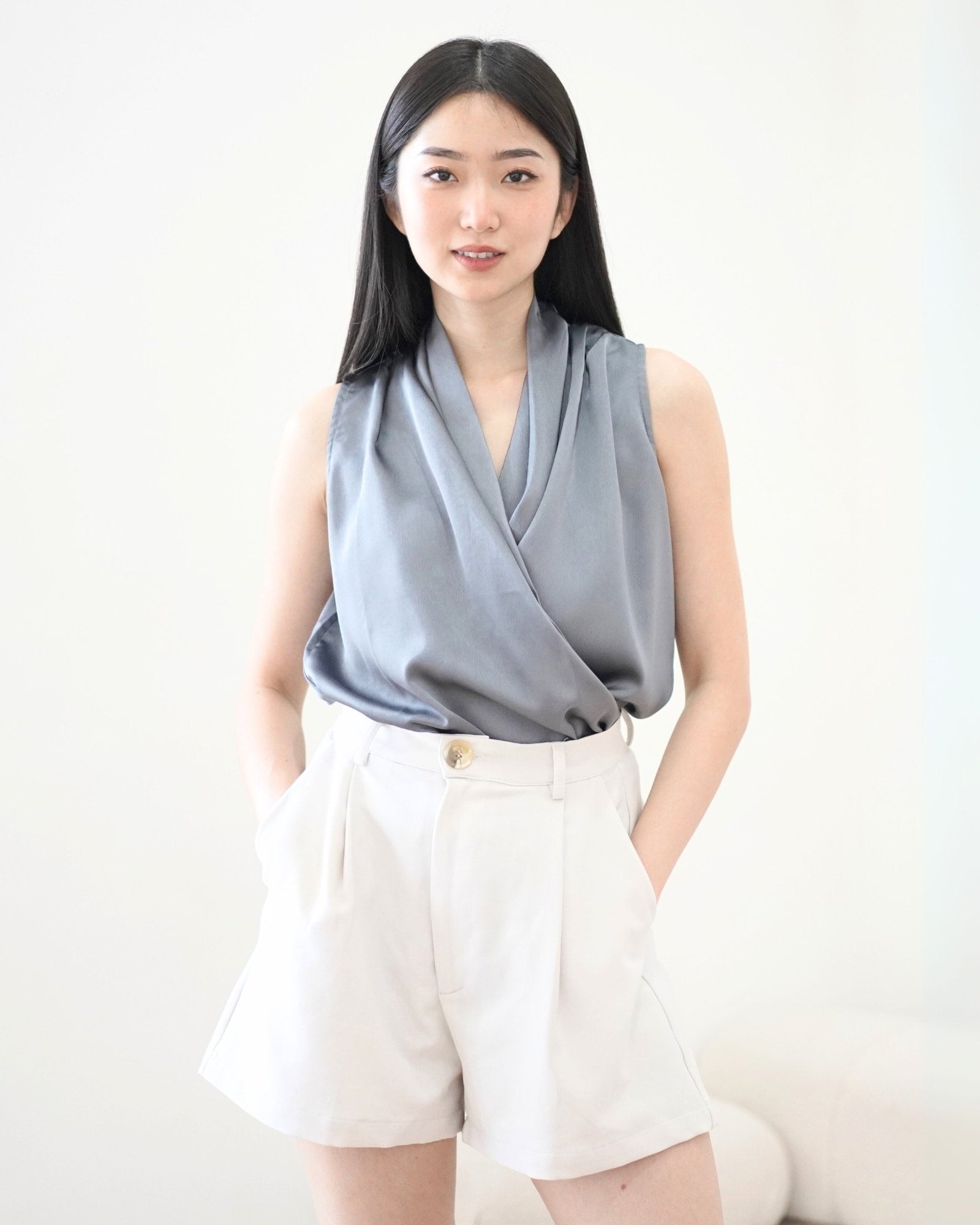 Ms Daisy Jade Satin Wrap Top