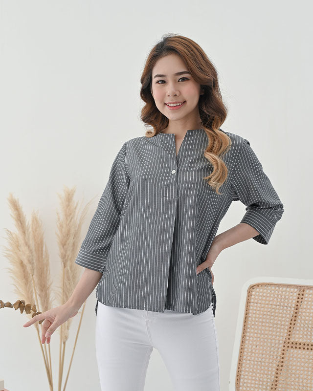 (MINOR DEFECT) Serena Stripe Blouse