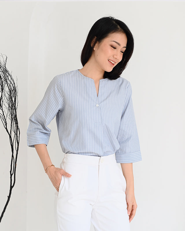 (MINOR DEFECT) Serena Stripe Blouse