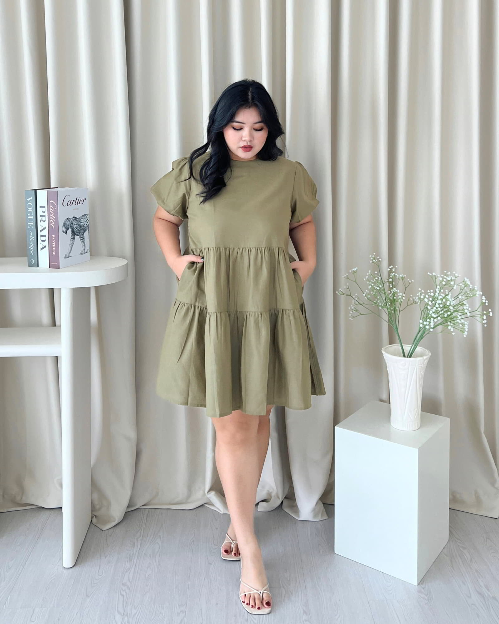 Ms Daisy Eloise Linen Puff-Sleeve Dress