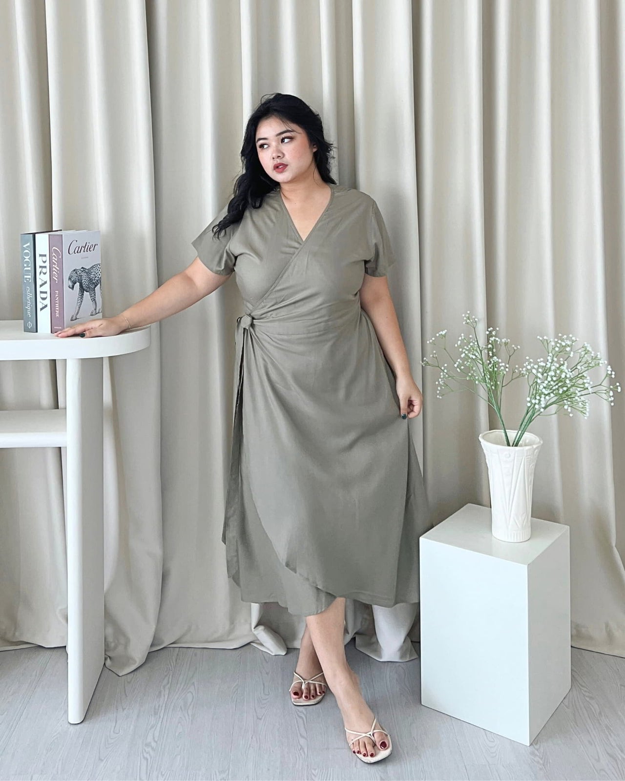 Ms Daisy River overlap maxi dress with adjustable tie