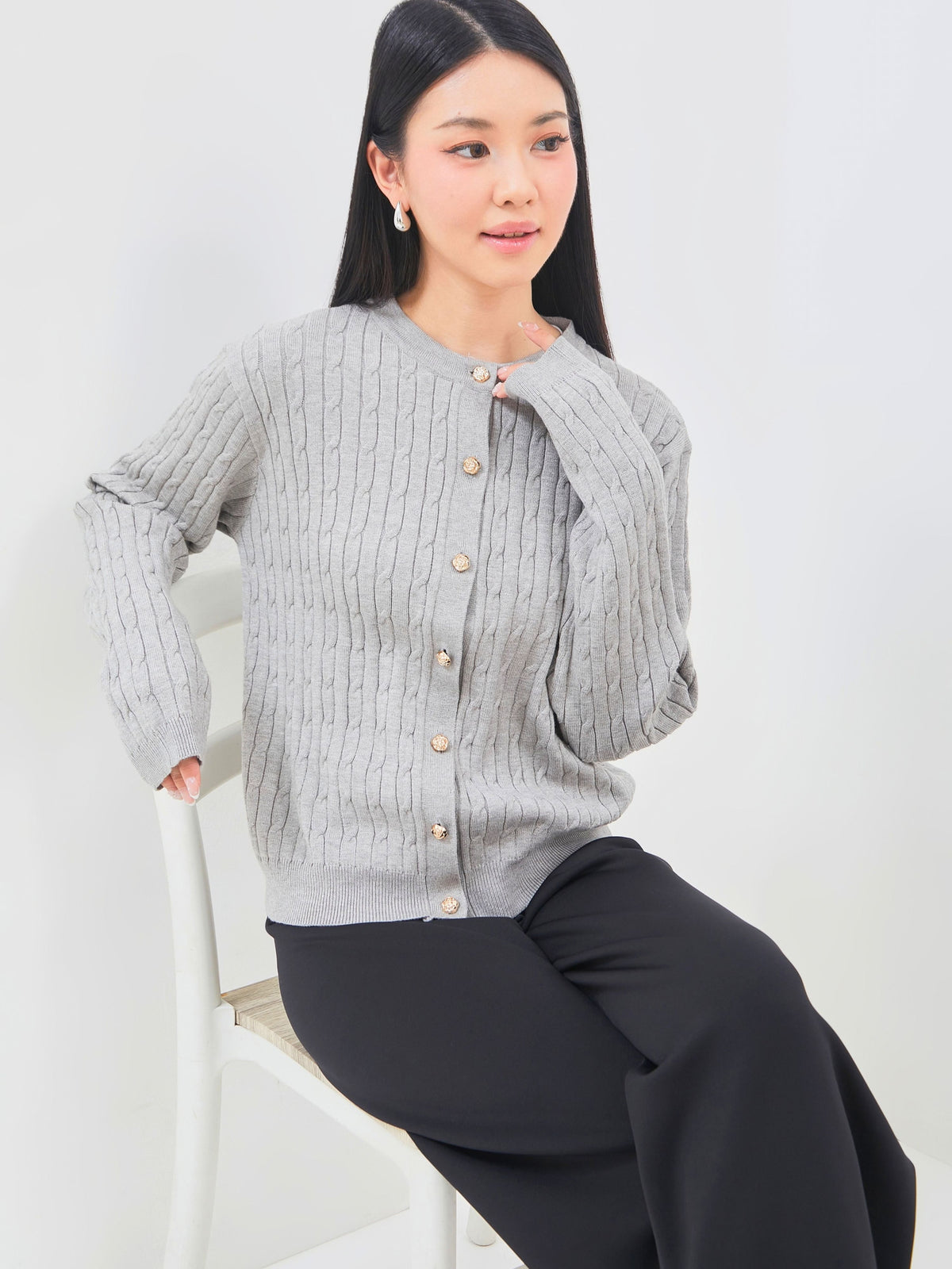 Ms Daisy Jackie Cable Knit Cardigan