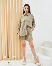 Ms Daisy Ava Oversized Safari Shirt Blouse Kemeja Set Oversize