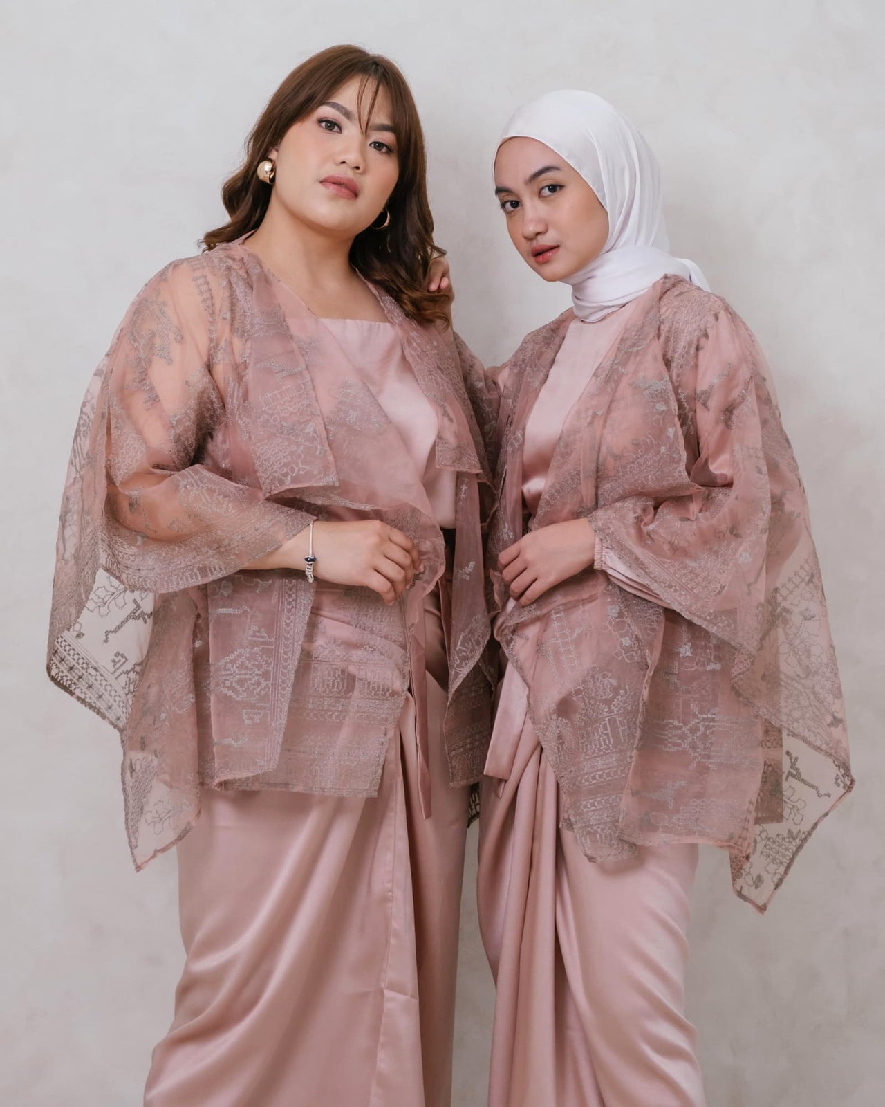 Ms Daisy Jasmin Set Rok Lilit & Atasan Satin Premium dengan Organza Outer / Set Lebaran