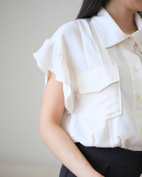 Ms Daisy Niki Flutter Sleeve Top with Pockets