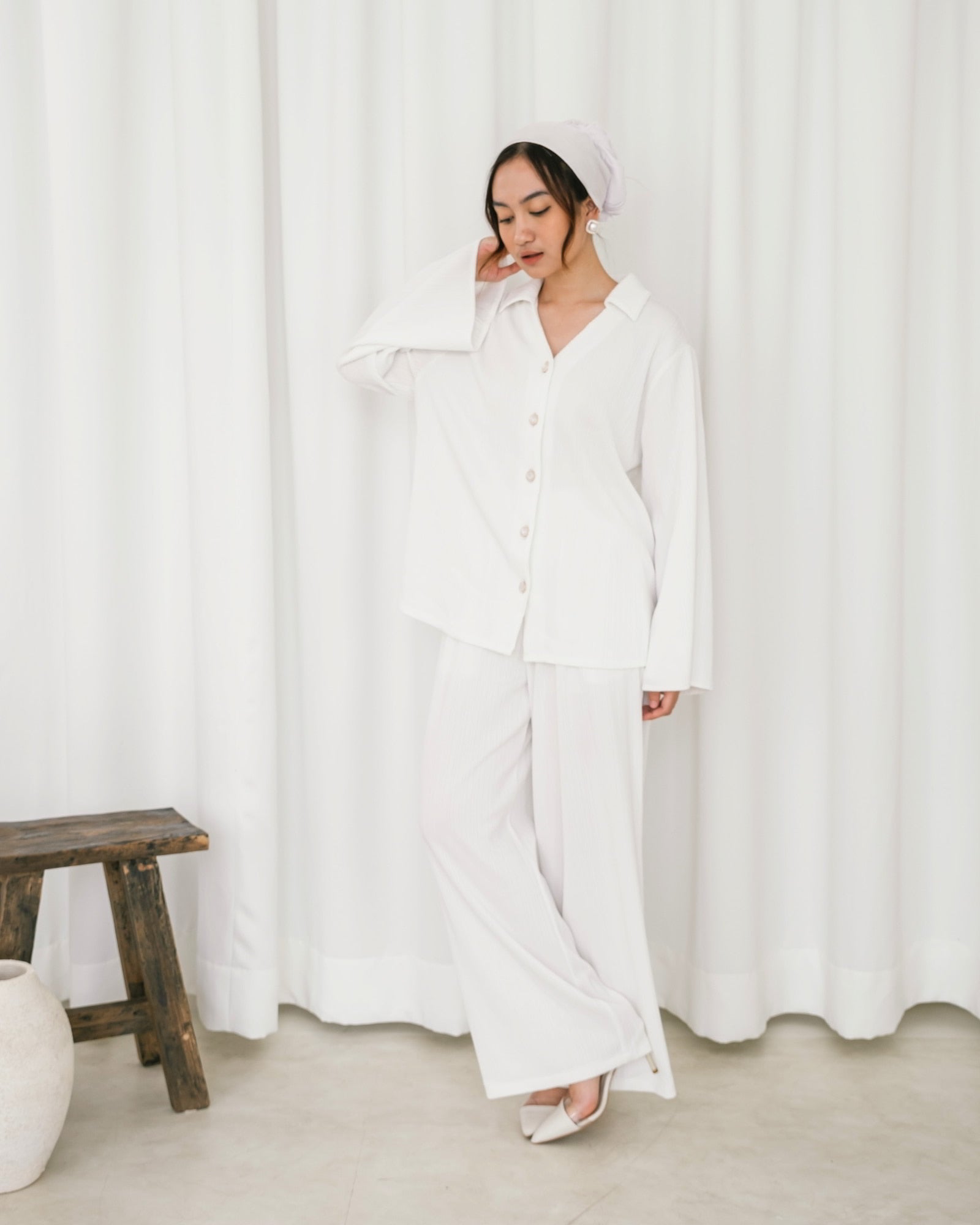 Ms Daisy Maya Pleats Knit Set Shirt with Cullotes Set