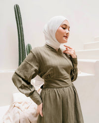 Ariana Textured Belted Dress – Dress Hijab Friendly | Ms Daisy