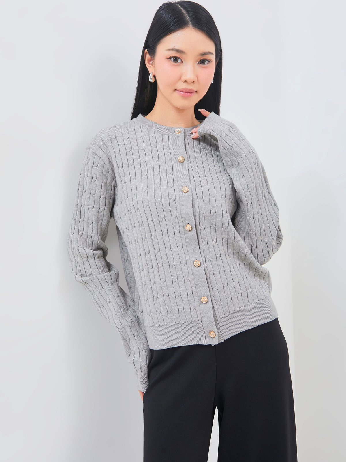 Ms Daisy Jackie Cable Knit Cardigan