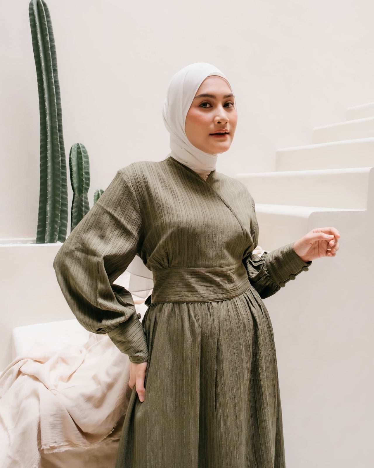 Ariana Textured Belted Dress – Dress Hijab Friendly | Ms Daisy