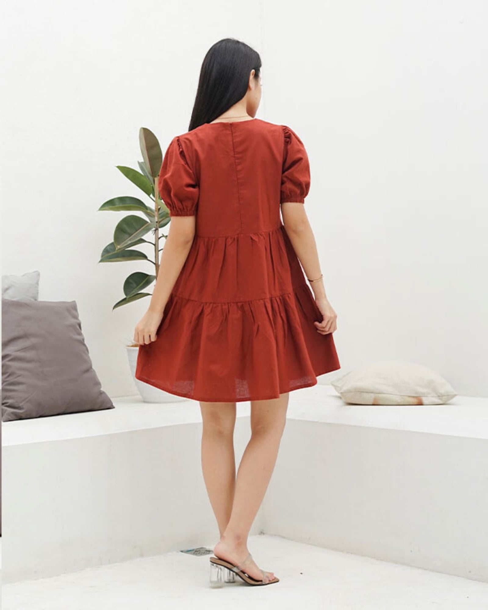 Ms Daisy Eloise Linen Puff-Sleeve Dress