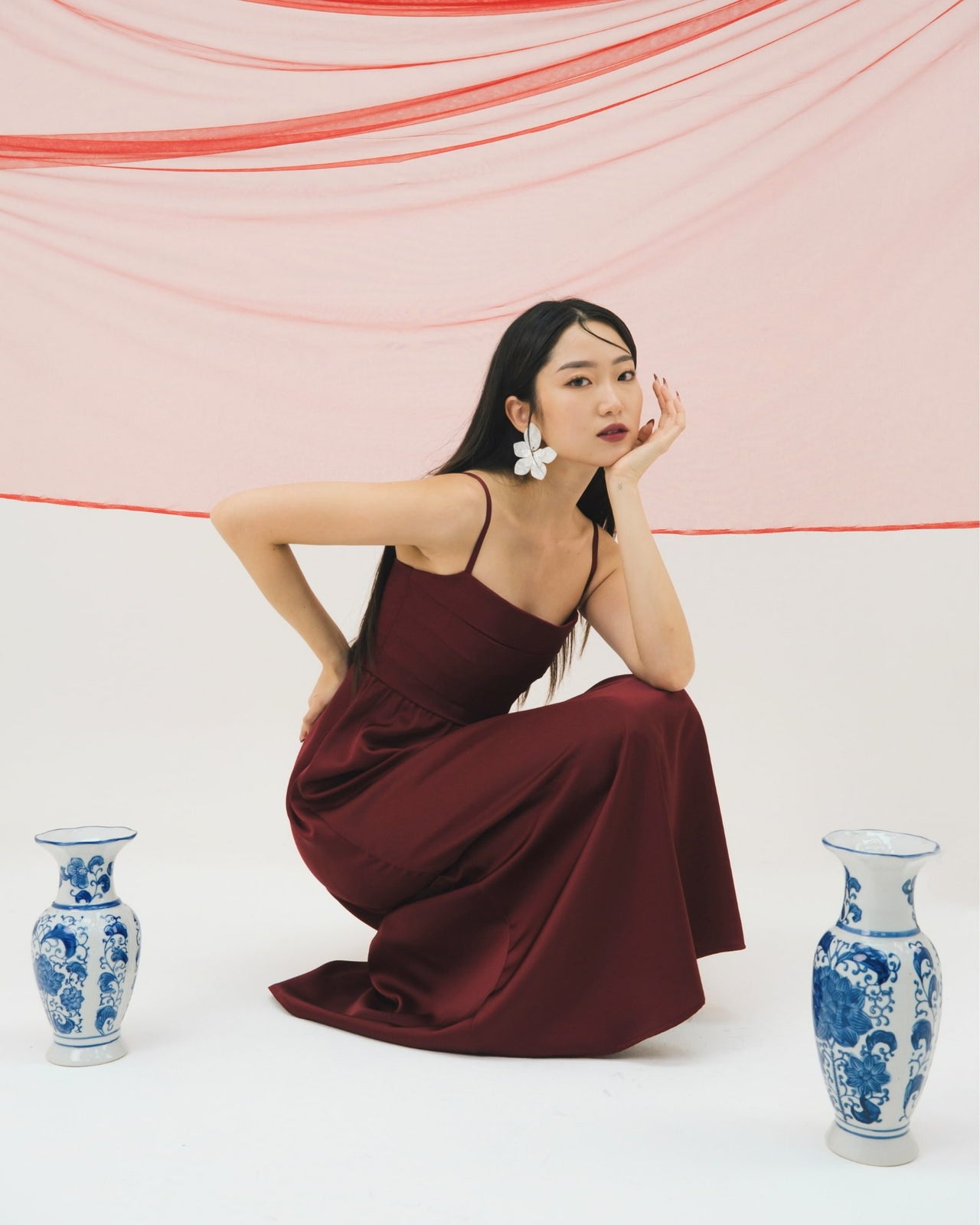 Ms Daisy Polina Pleated Satin Silk Dress