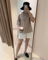 Ms Daisy Abigail Collar Cotton Hi-low Blouse