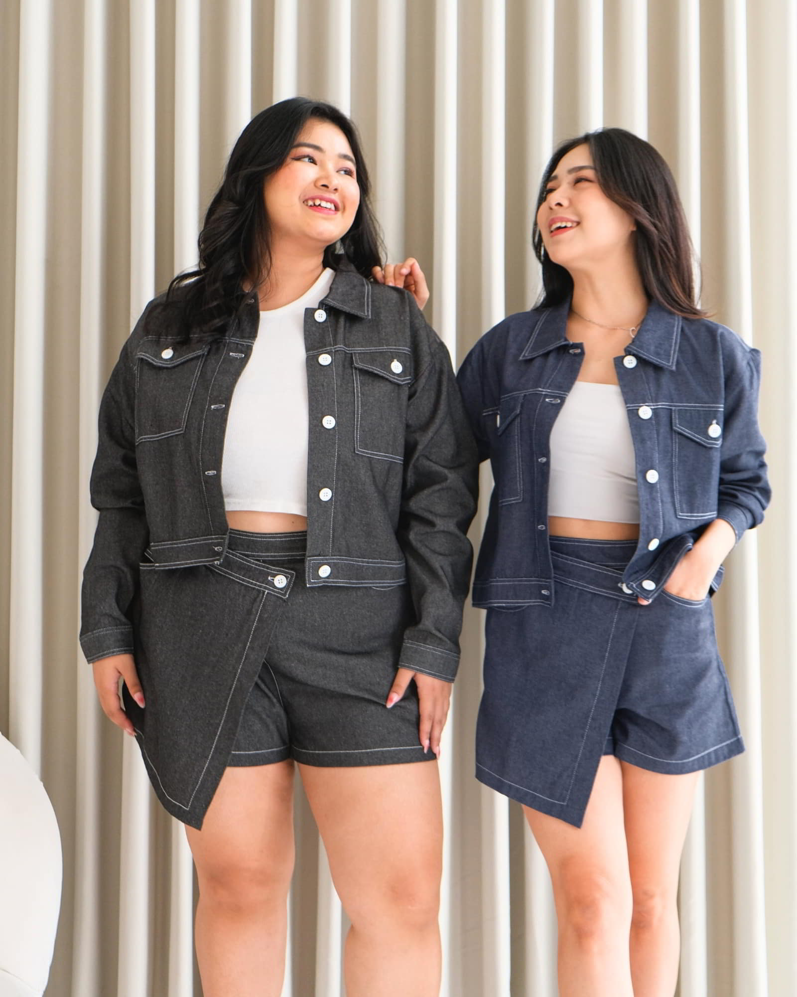 Ms Daisy Andrea Contrast Stitch Denim Top/Bottom/Set