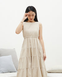 Ms Daisy Naomi Tiered Linen Midi Dress