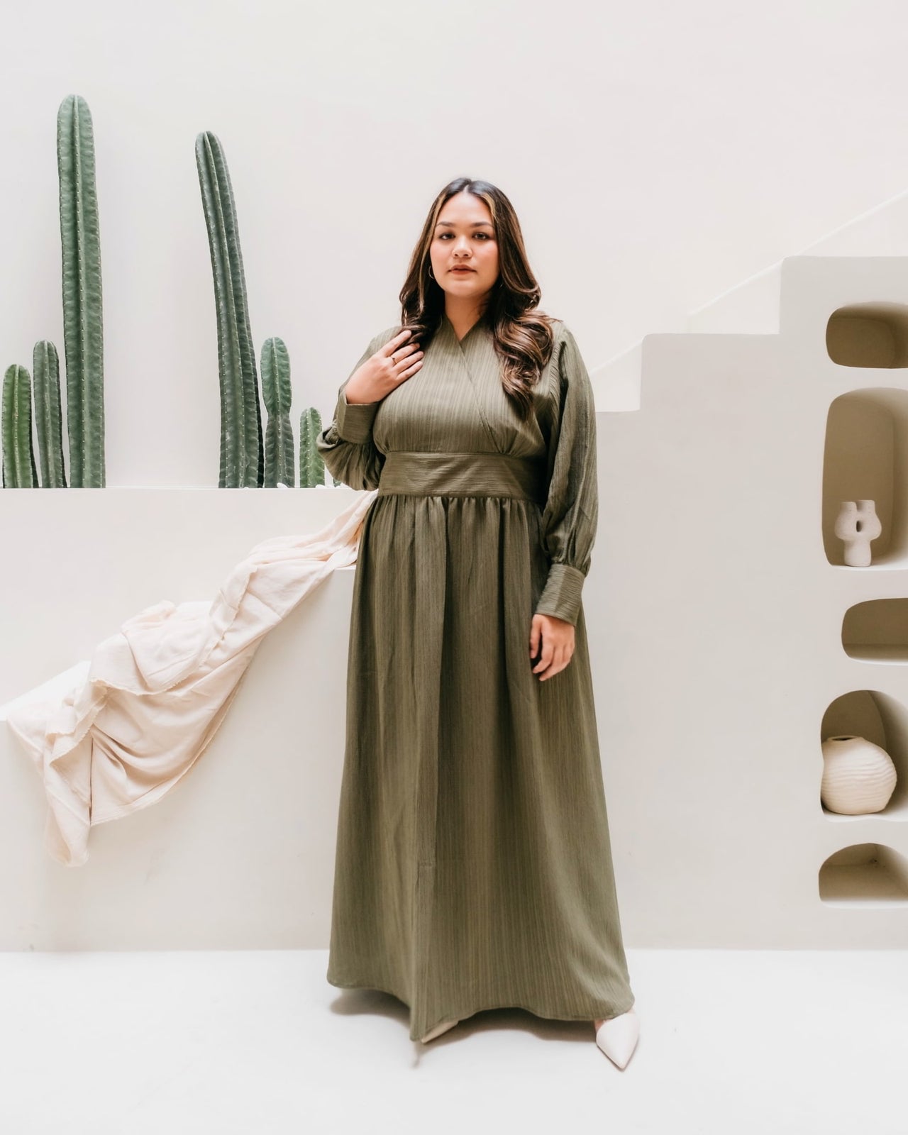 Ariana Textured Belted Dress – Dress Hijab Friendly | Ms Daisy