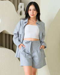 Ms Daisy Ava Oversized Safari Shirt Blouse Kemeja Set Oversize