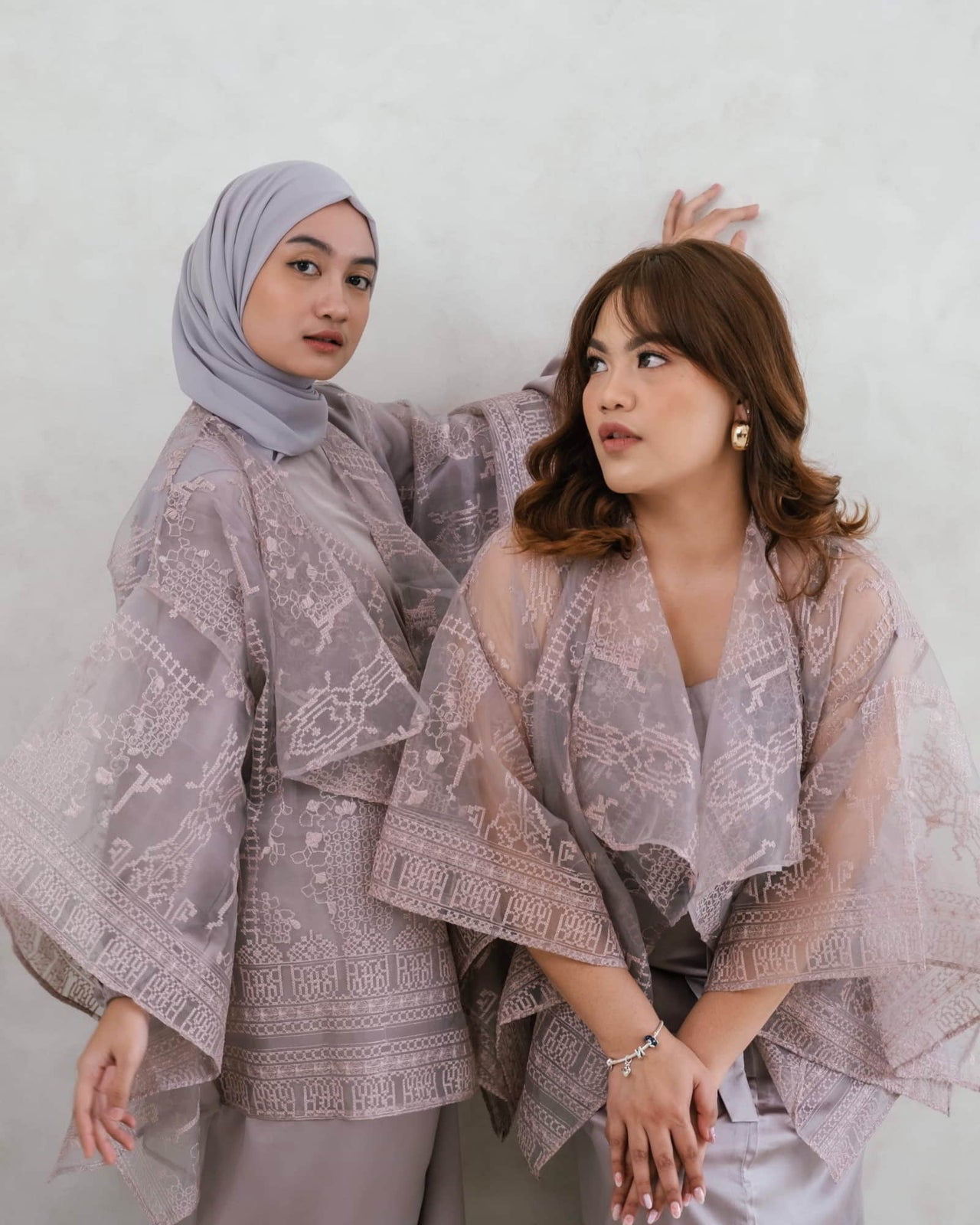 Ms Daisy Jasmin Set Rok Lilit & Atasan Satin Premium dengan Organza Outer / Set Lebaran