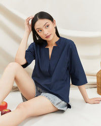 Ms Daisy Abigail Collar Cotton Hi-low Blouse