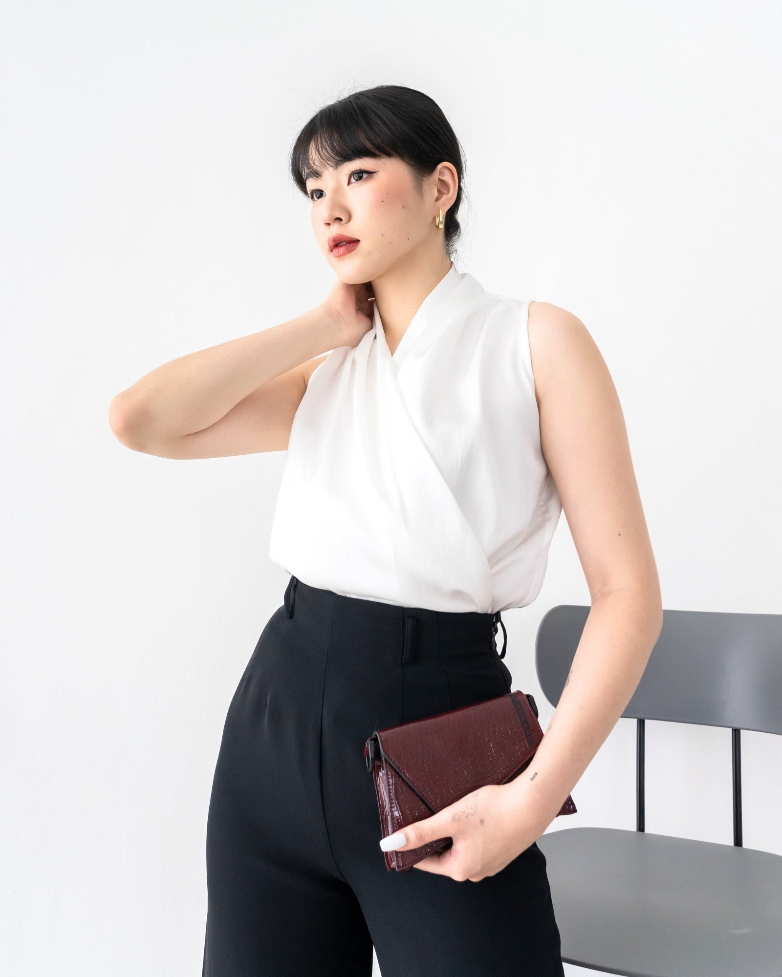 Ms Daisy Jade Satin Wrap Top