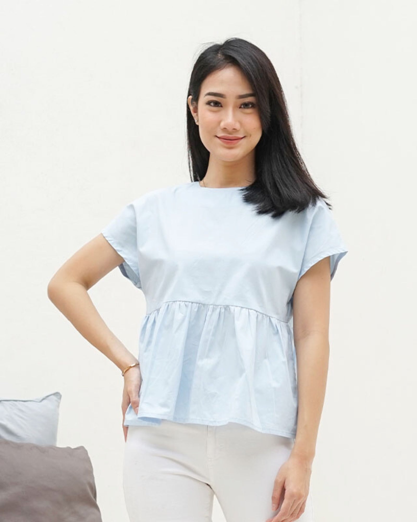 Ms Daisy Ivy Ribbon Top Baju Atasan Wanita Kasual Lengan Pendek