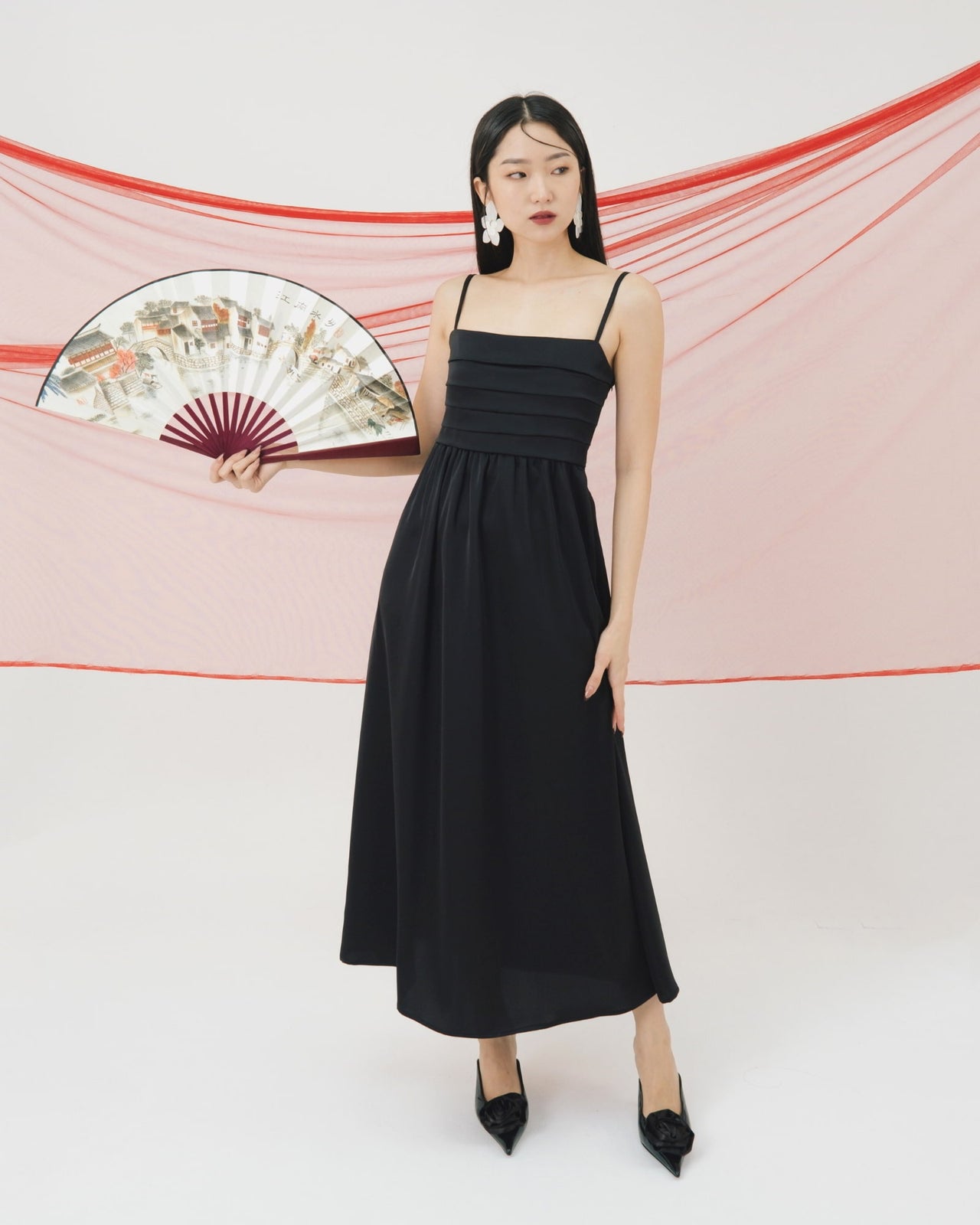 Ms Daisy Polina Pleated Satin Silk Dress