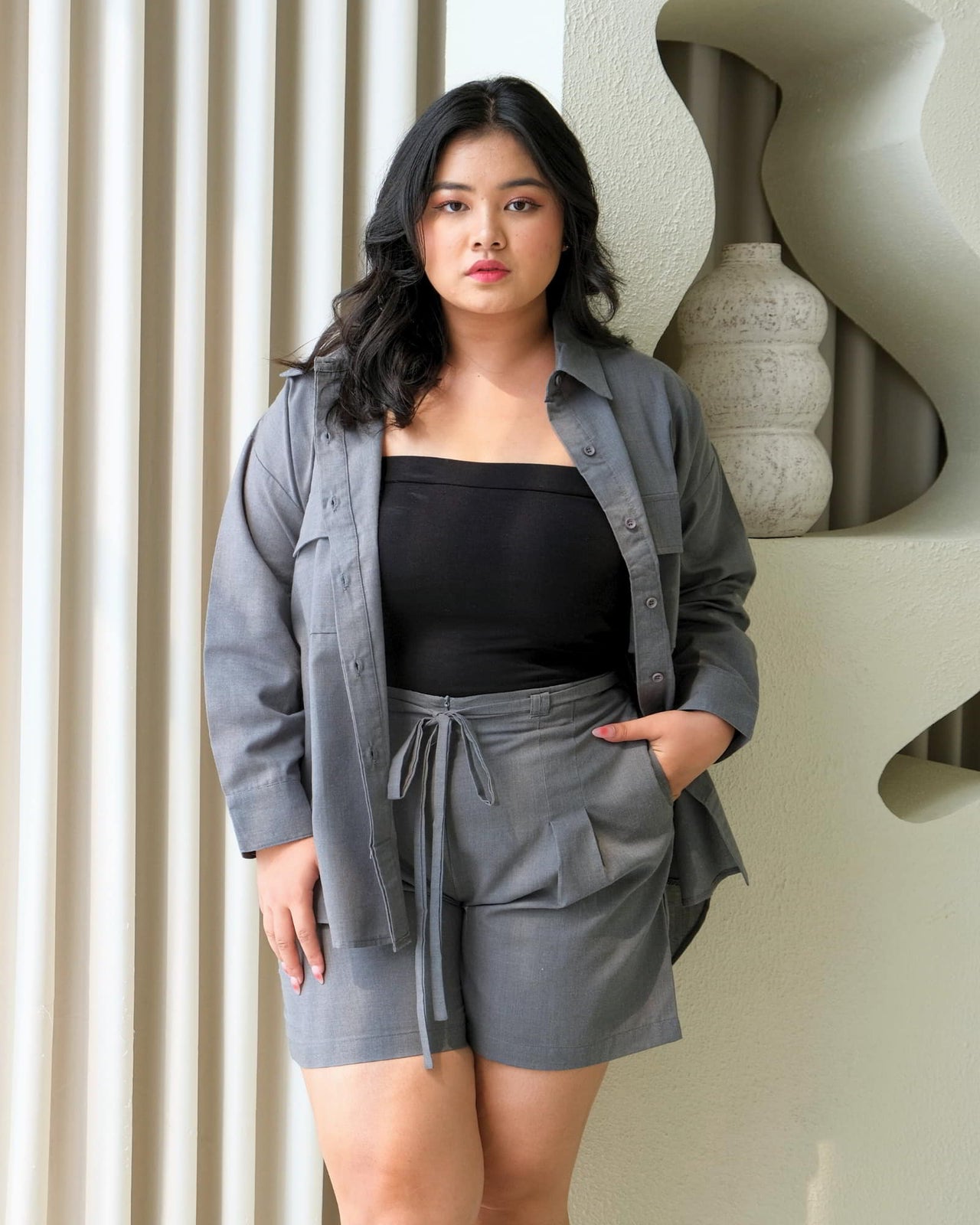 Ms Daisy Ava Oversized Safari Shirt Blouse Kemeja Set Oversize