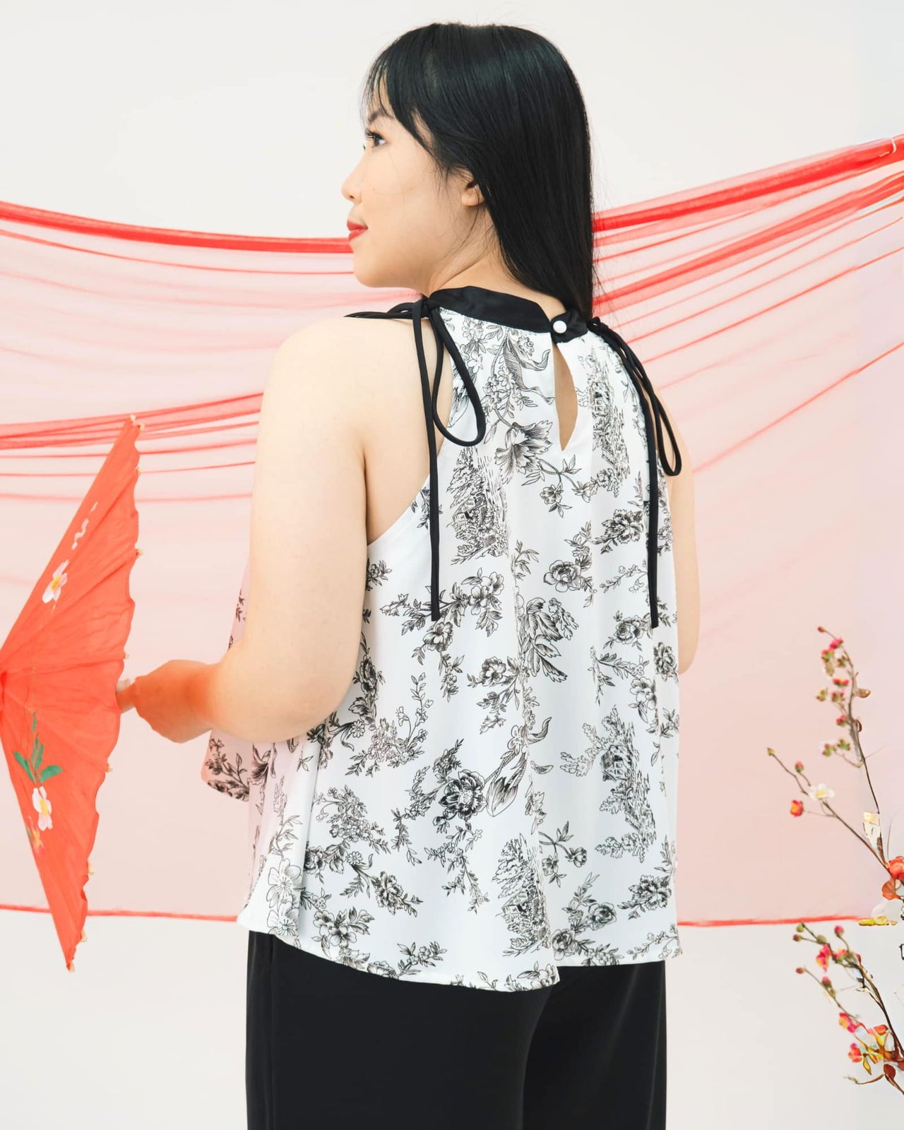 Ms Daisy Fortune Printed Satin Silk Top and Culotte Set