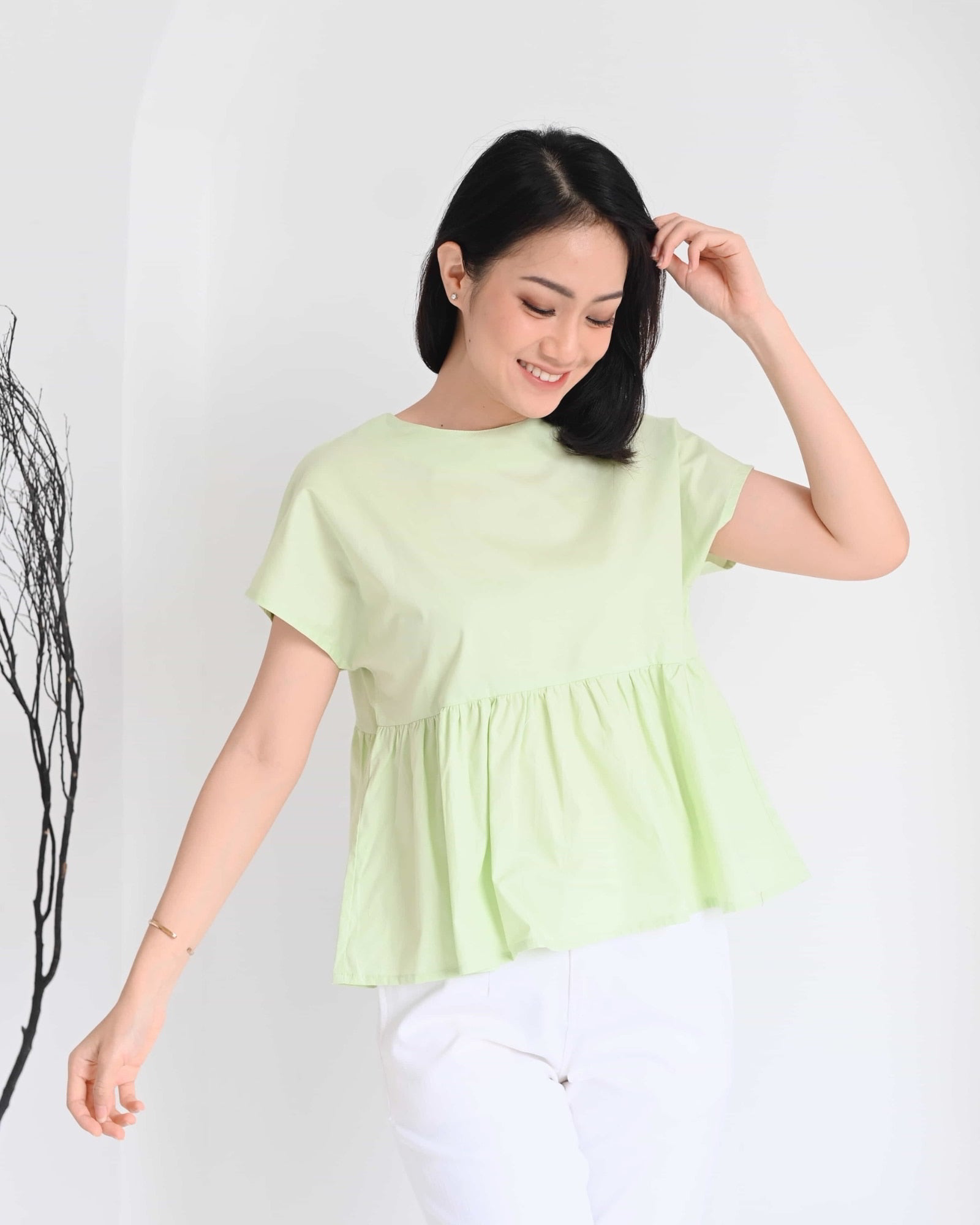 Ms Daisy Ivy Ribbon Top Baju Atasan Wanita Kasual Lengan Pendek