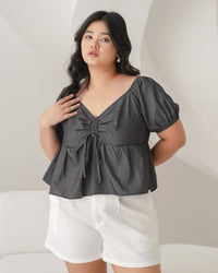 Ms Daisy Hazel Denim Ruched Top