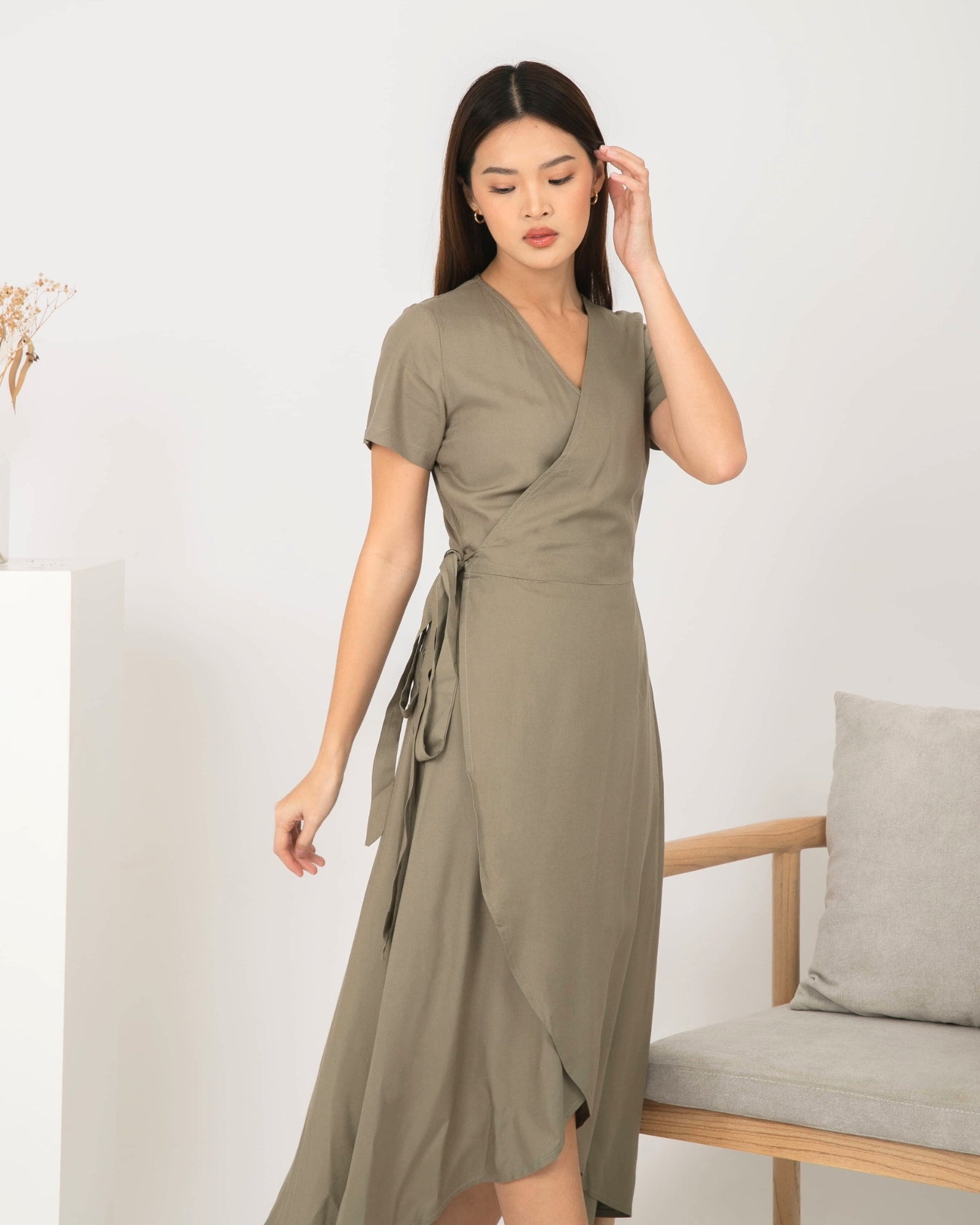 Ms Daisy River overlap maxi dress with adjustable tie